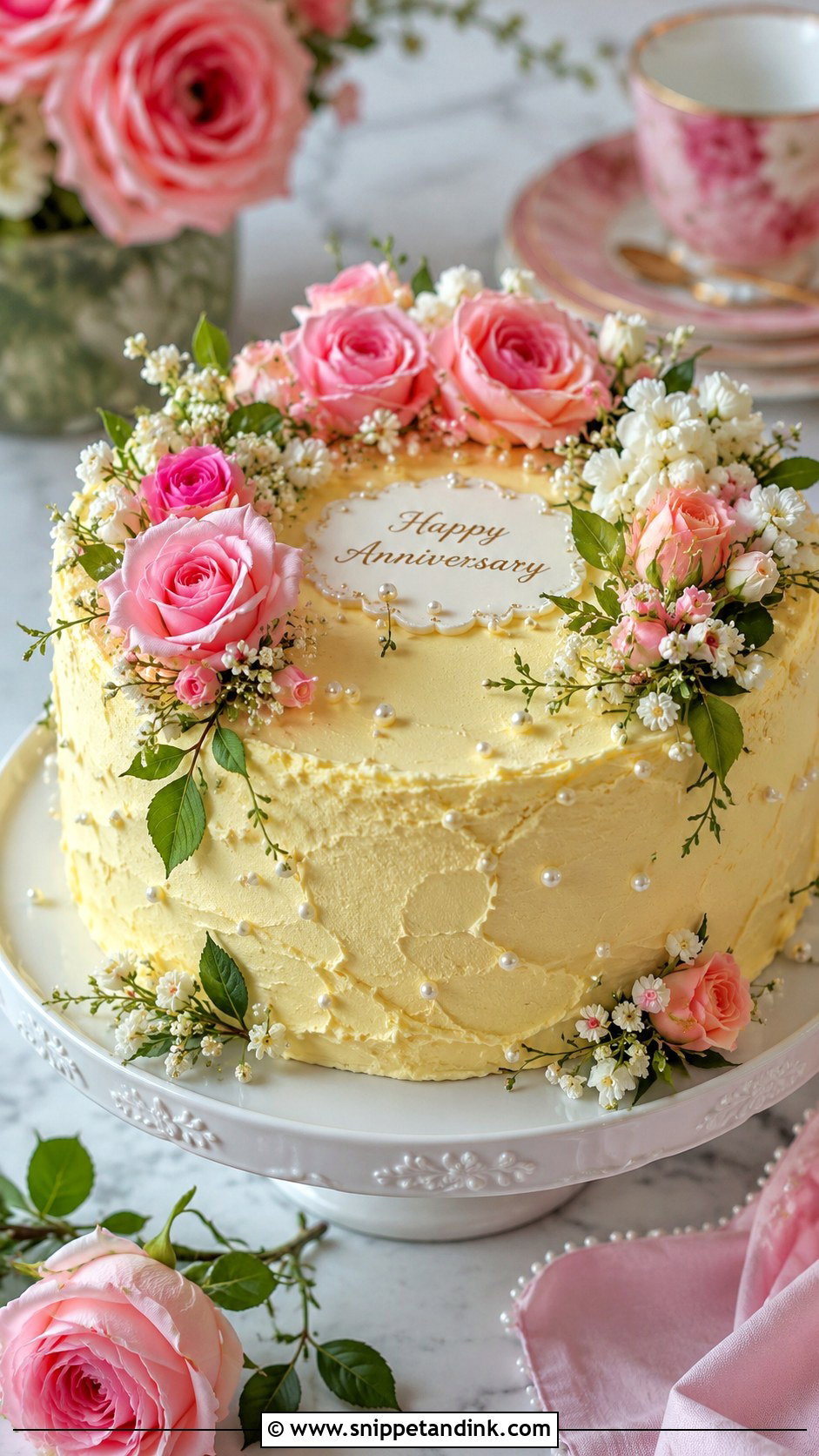 Floral Anniversary Cake - Snippet and Ink - 20 Couple Anniversary Cake Ideas