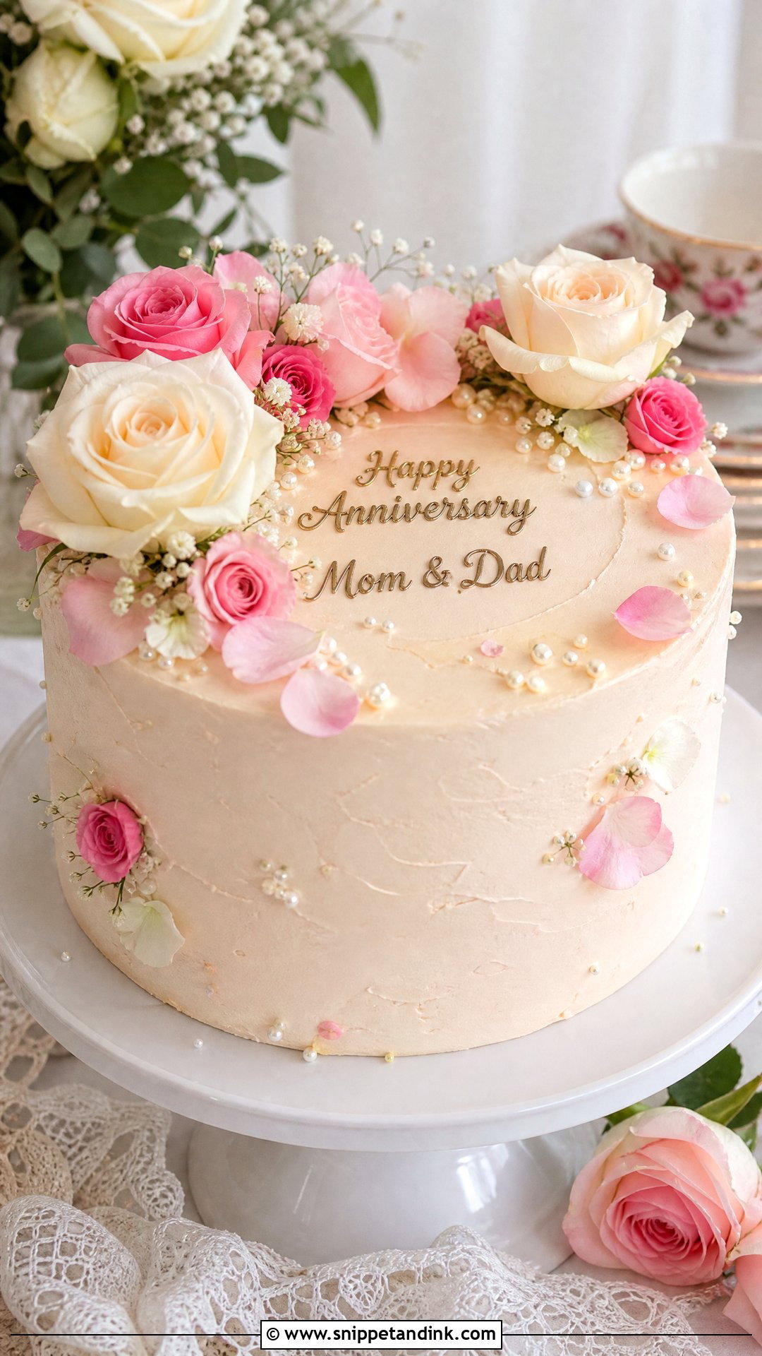 Floral Anniversary Cake for Parents - Snippet and Ink - 30 Anniversary Cake for Parents