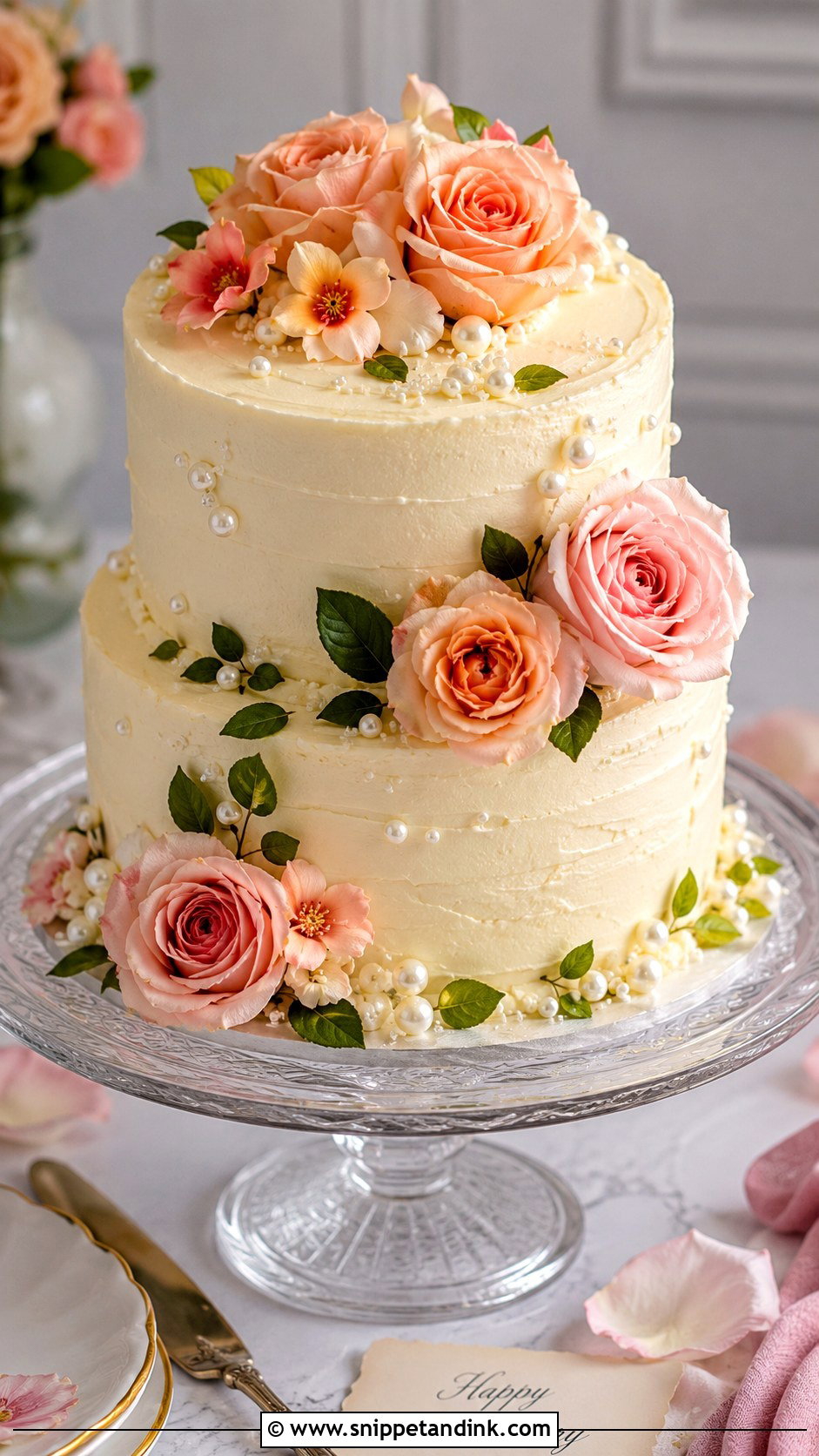 Floral Anniversary Cake - Snippet and Ink - 20 Aesthetic Anniversary Cake Designs