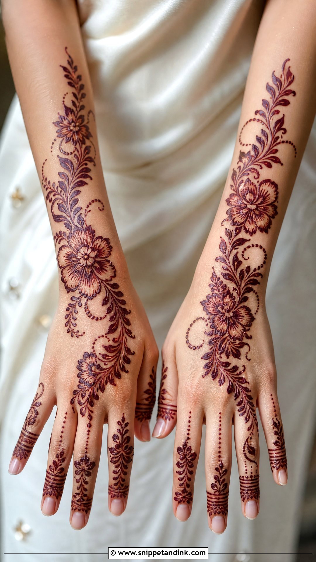 Floral Arabic Back Hand Mehndi Design - Snippet and Ink - 30 Latest Arabic Back Hand Mehndi Designs