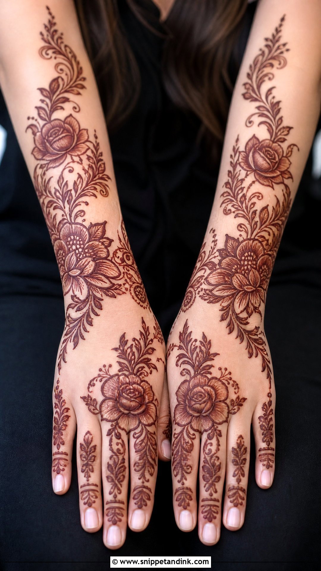 Floral Arabic Bridal Mehndi Design - Snippet and Ink - 20 Bridal Arabic Mehandi Mehndi Designs
