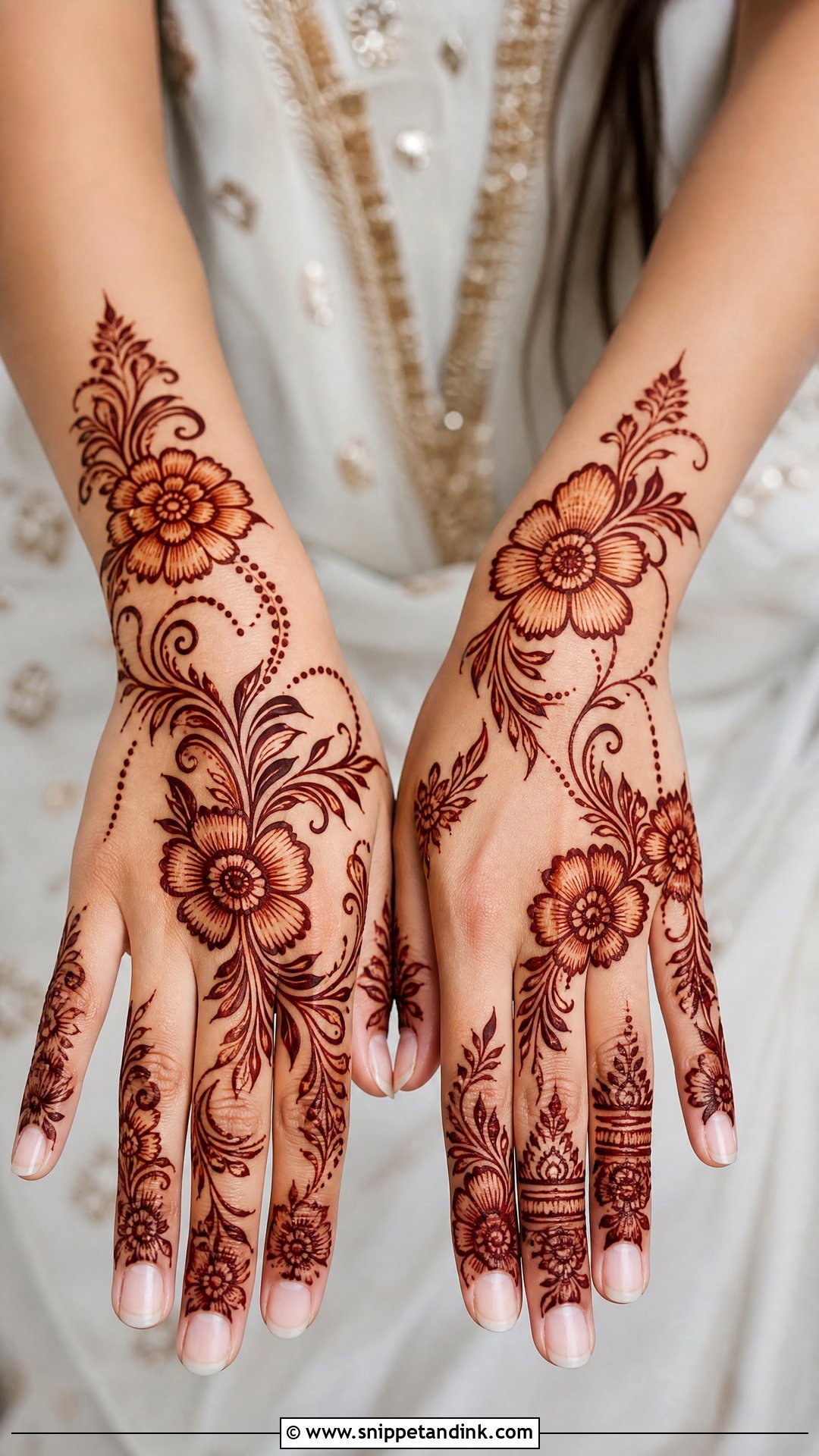 Floral Baat Pakki Mehndi Design - Snippet and Ink - 30 Baat Pakki Mehndi Design Ideas