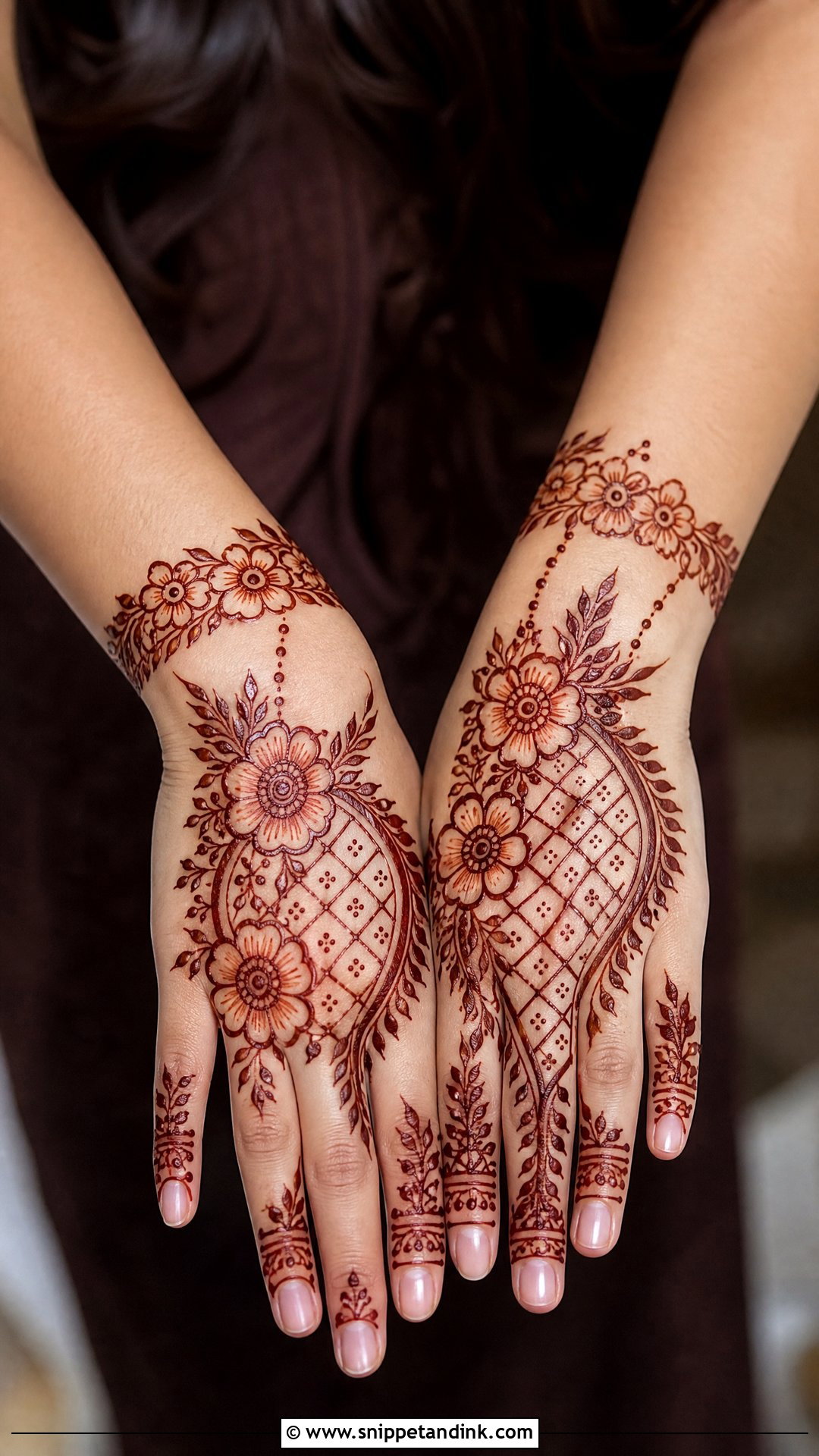 Floral Back Hand Check Mehndi Design - Snippet and Ink - 30 Back Hand Check Mehndi Design Ideas
