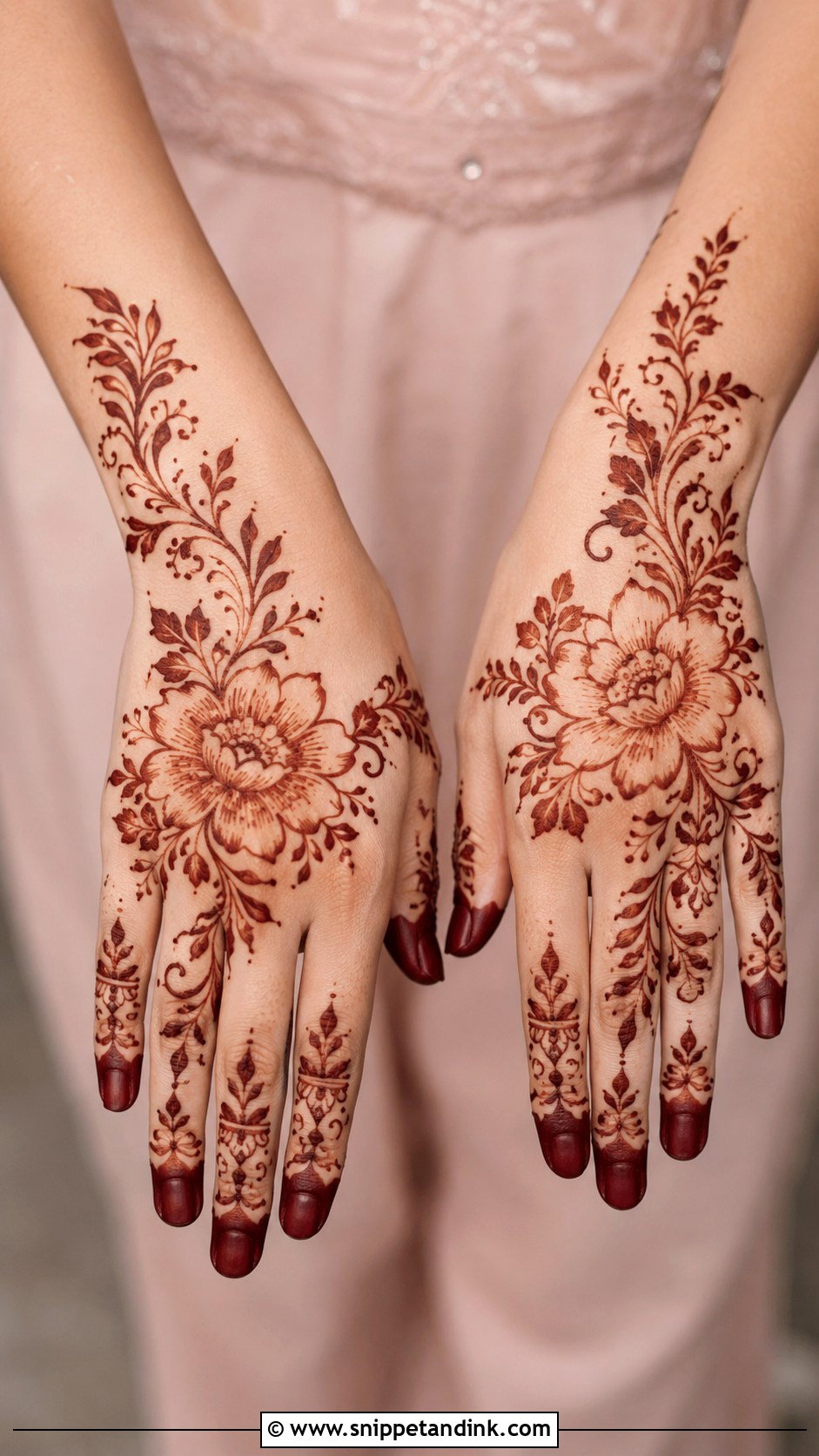Floral Back Hand Engagement Mehndi Design - Snippet and Ink - 30 Back Engagement Mehndi Designs
