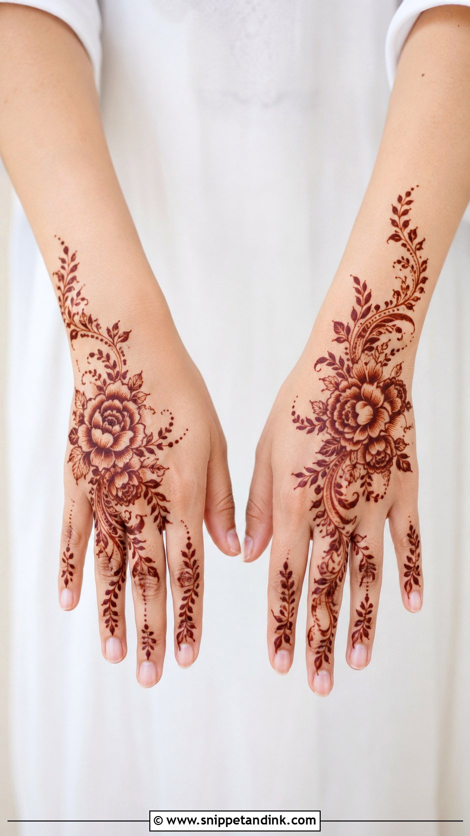 Floral Back Hand Mehndi Design - Snippet and Ink - 30 Cool Mehndi Designs