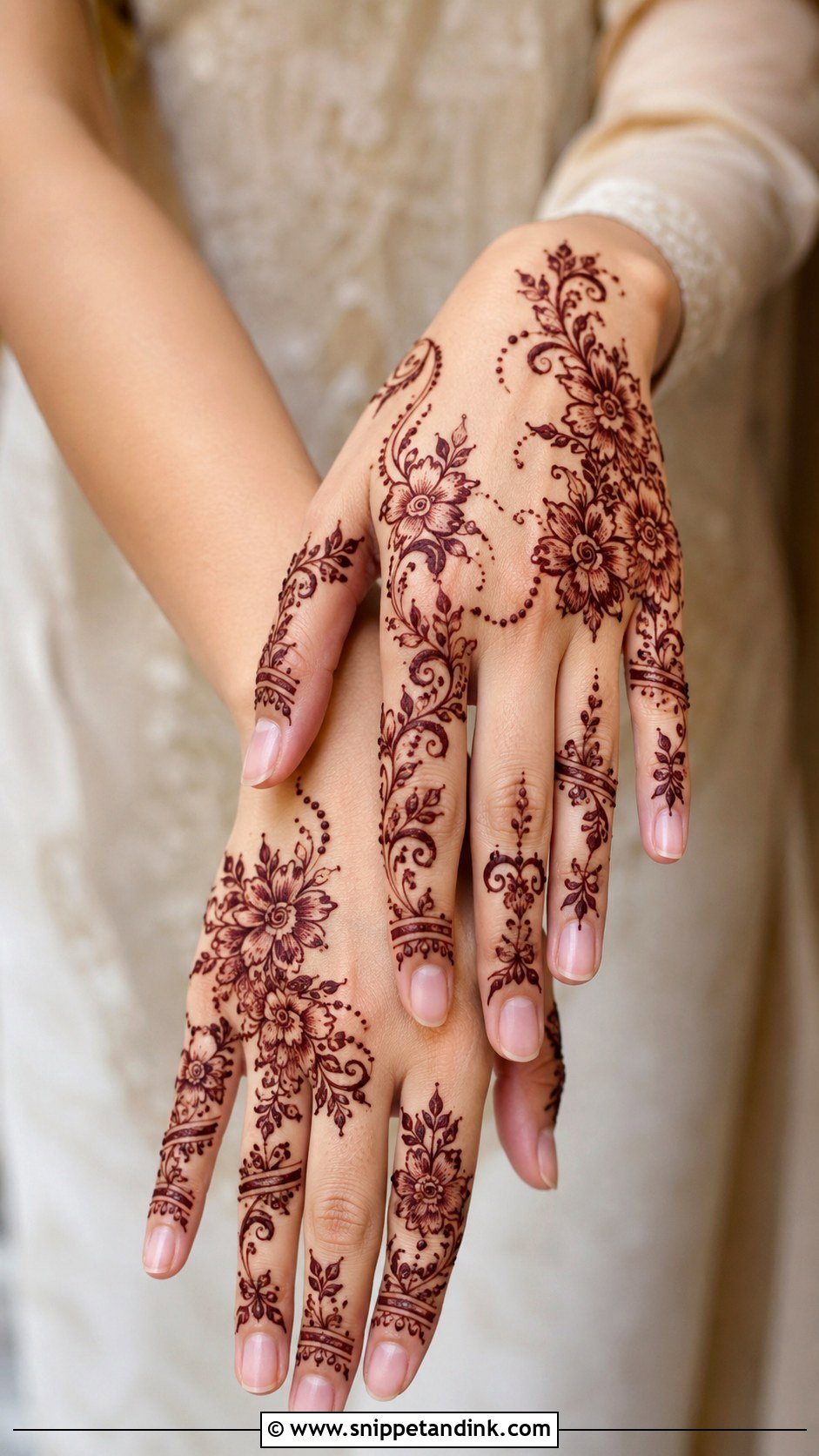Floral Back Hand Mehndi Design - Snippet and Ink - 35 Back Hand Mehndi Design Ideas
