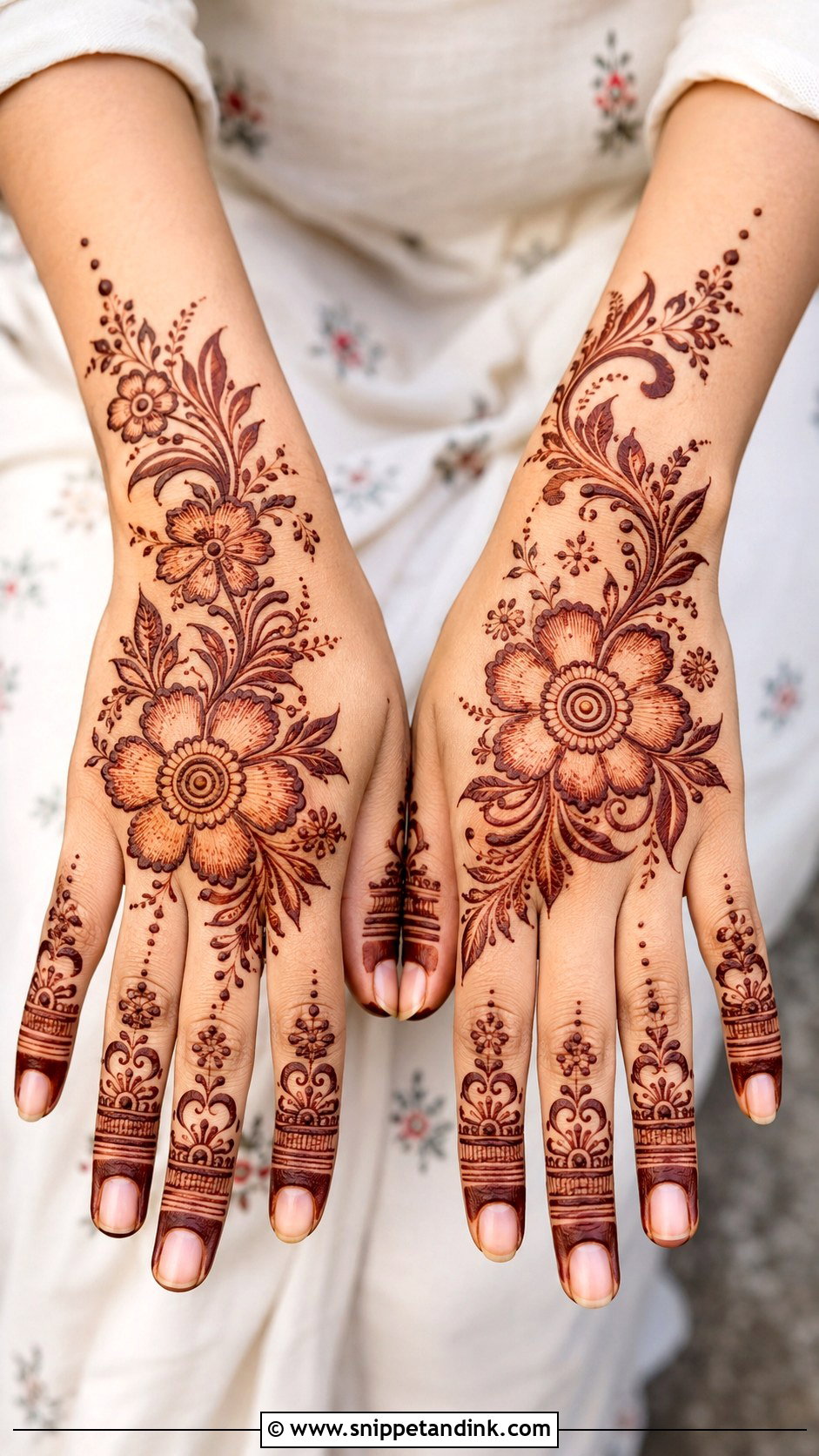 Floral Back Hand Mehndi Design - Snippet and Ink - 35 Simple Beautiful Back Hand Mehndi Designs