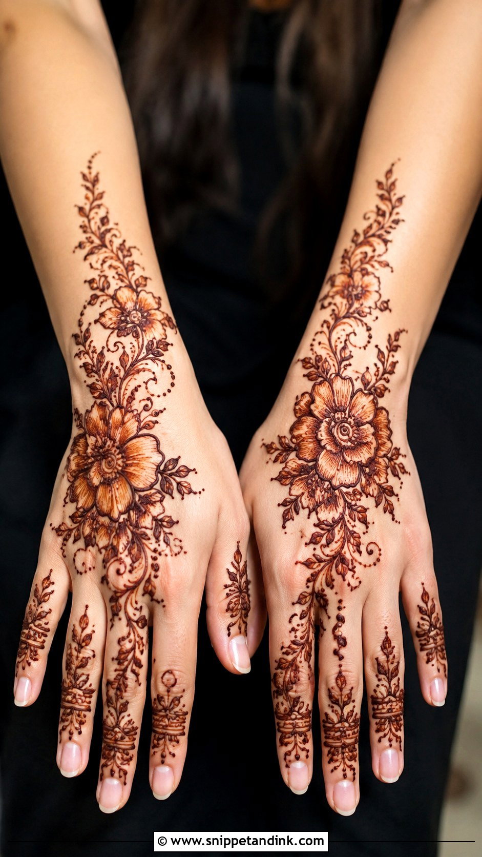 Floral Back Hand Mehndi Design - Snippet and Ink - 35 Trendy Back Hand Mehndi Designs