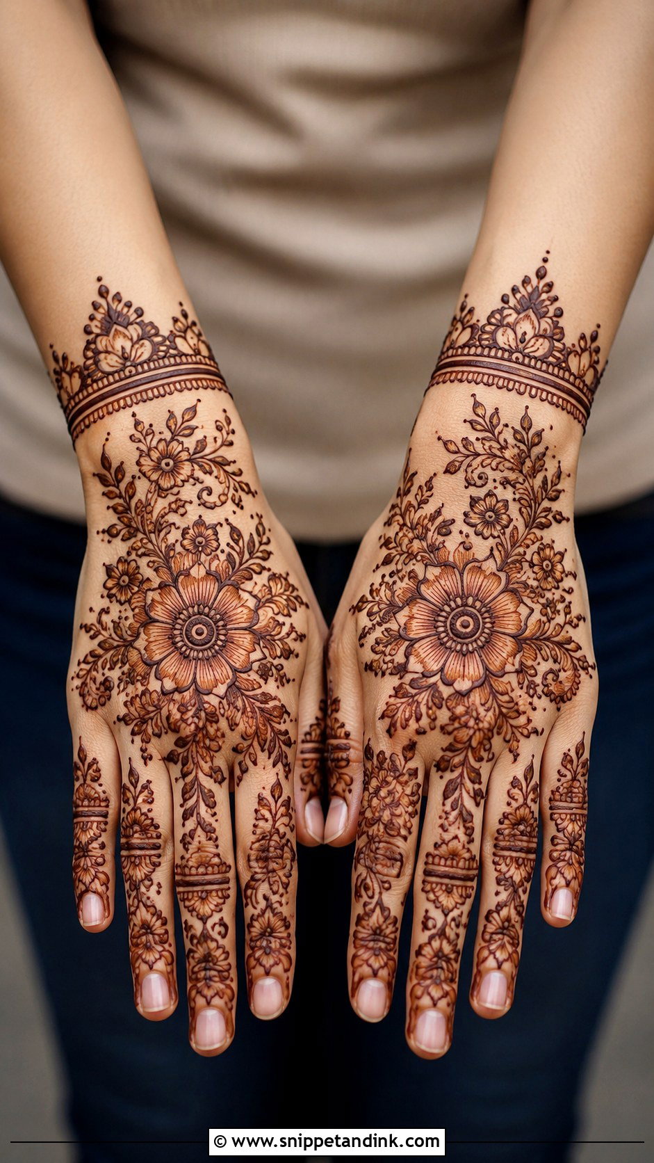 Floral Backhand Mehndi Design - Snippet and Ink - 35 Latest Backhand Mehndi Designs