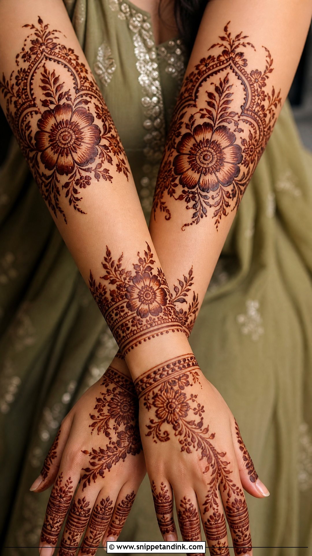 Floral Bajuband Mehndi Design - Snippet and Ink - 20 Bajuband Mehndi Design Ideas