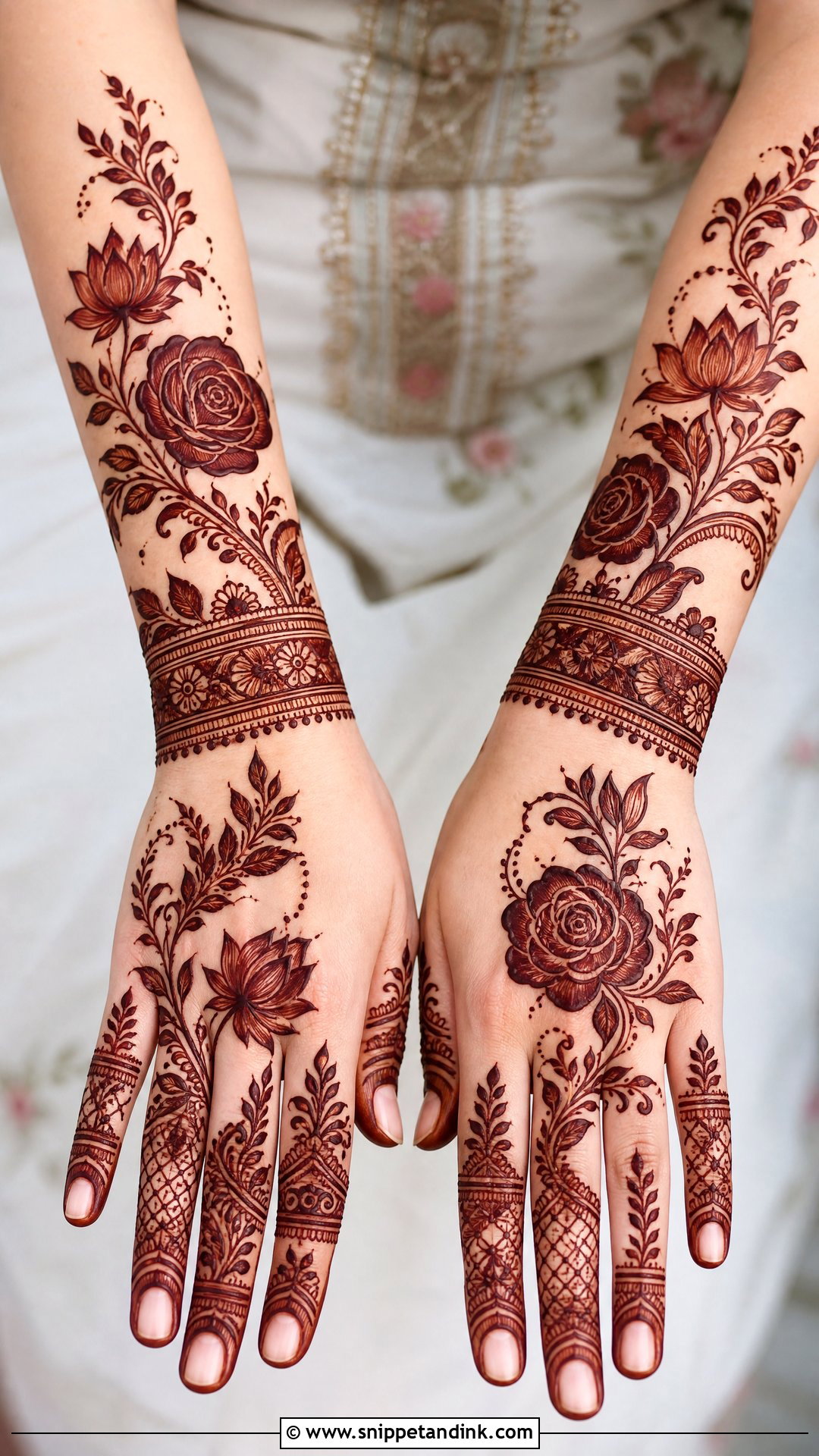 Floral Barat Mehndi Design - Snippet and Ink - 20 Barat Mehndi Design Ideas