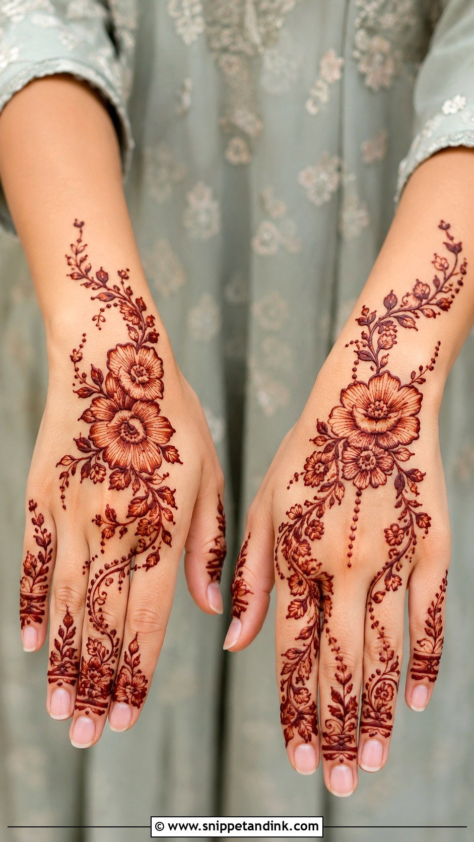 Floral Bel Mehndi Design - Snippet and Ink - 30 Bel Mehndi Designs