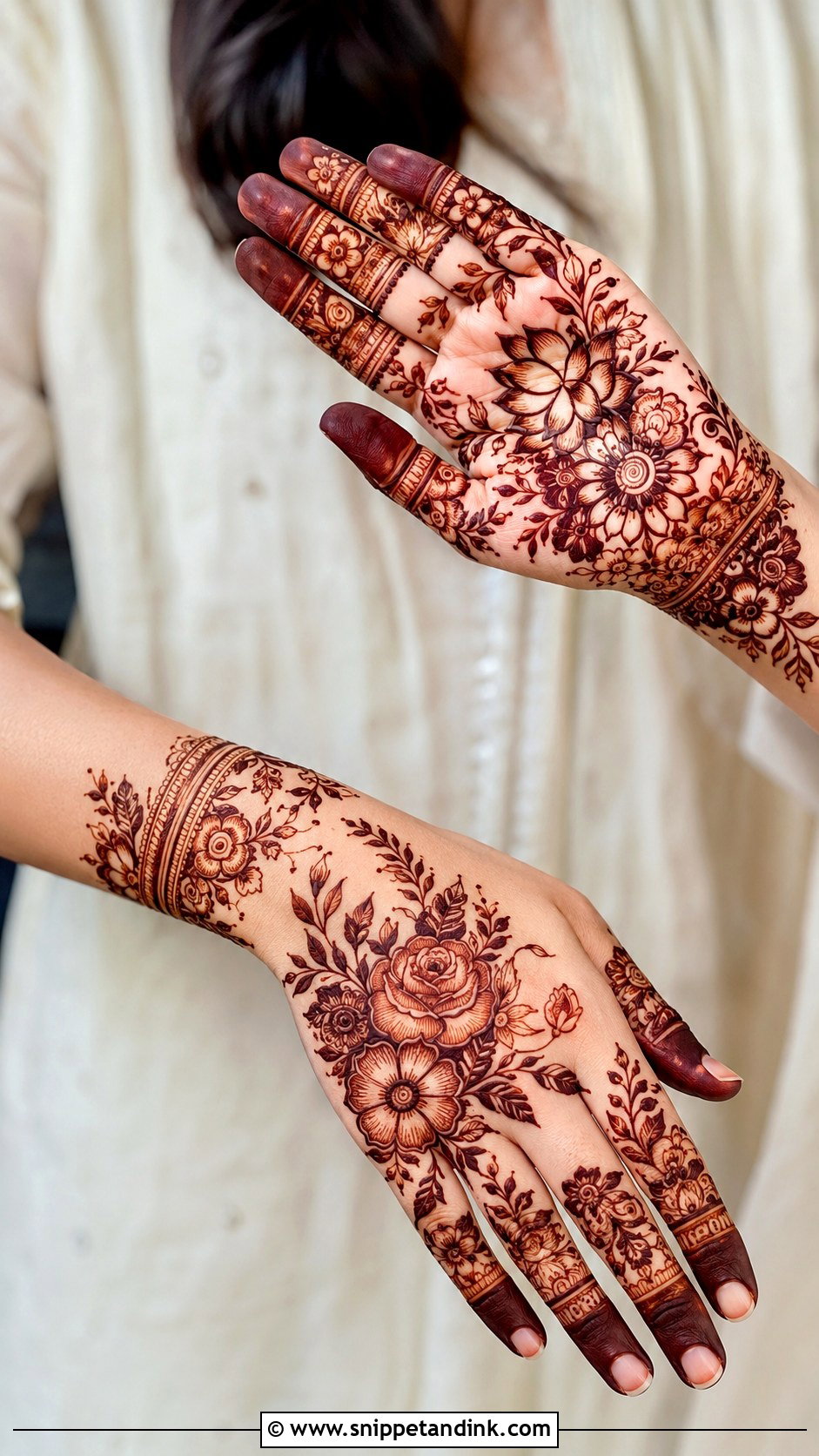 Floral Bharwa Mehndi Design - Snippet and Ink - 30 Bharwa Mehndi Designs