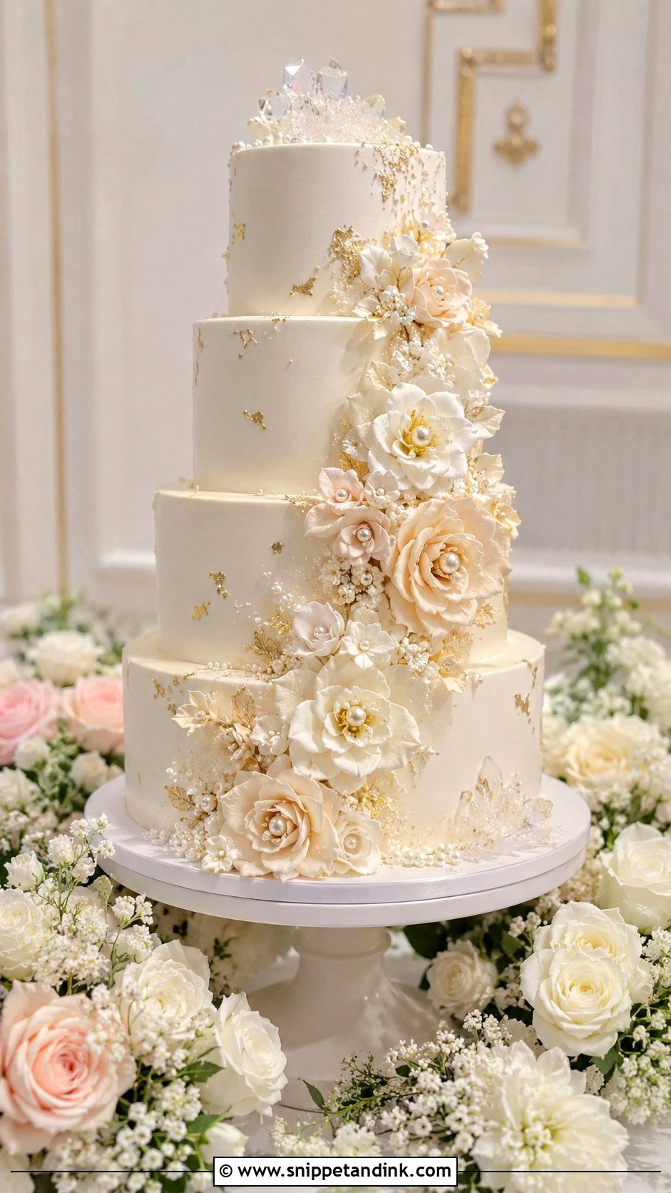 Floral Bling Wedding Cake - Snippet and Ink - 20 Bling Cakes for Wedding