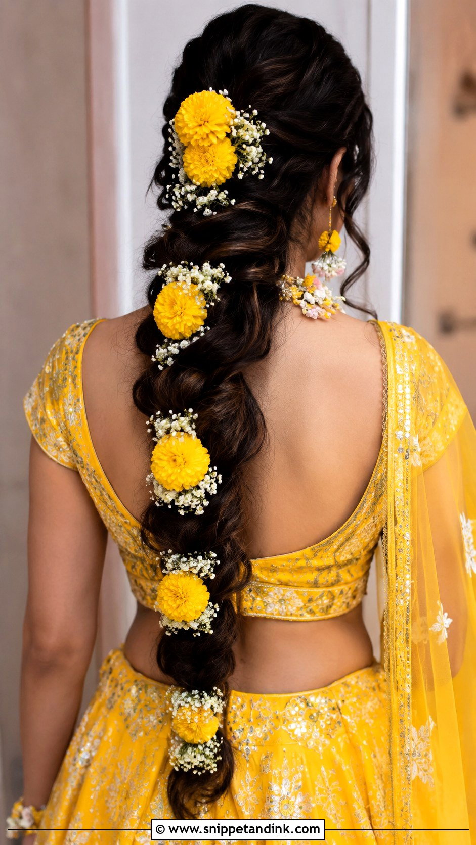 Floral Braid For Mehndi Bride - Snippet and Ink - 15 Mehndi Bridal Hairstyle Ideas
