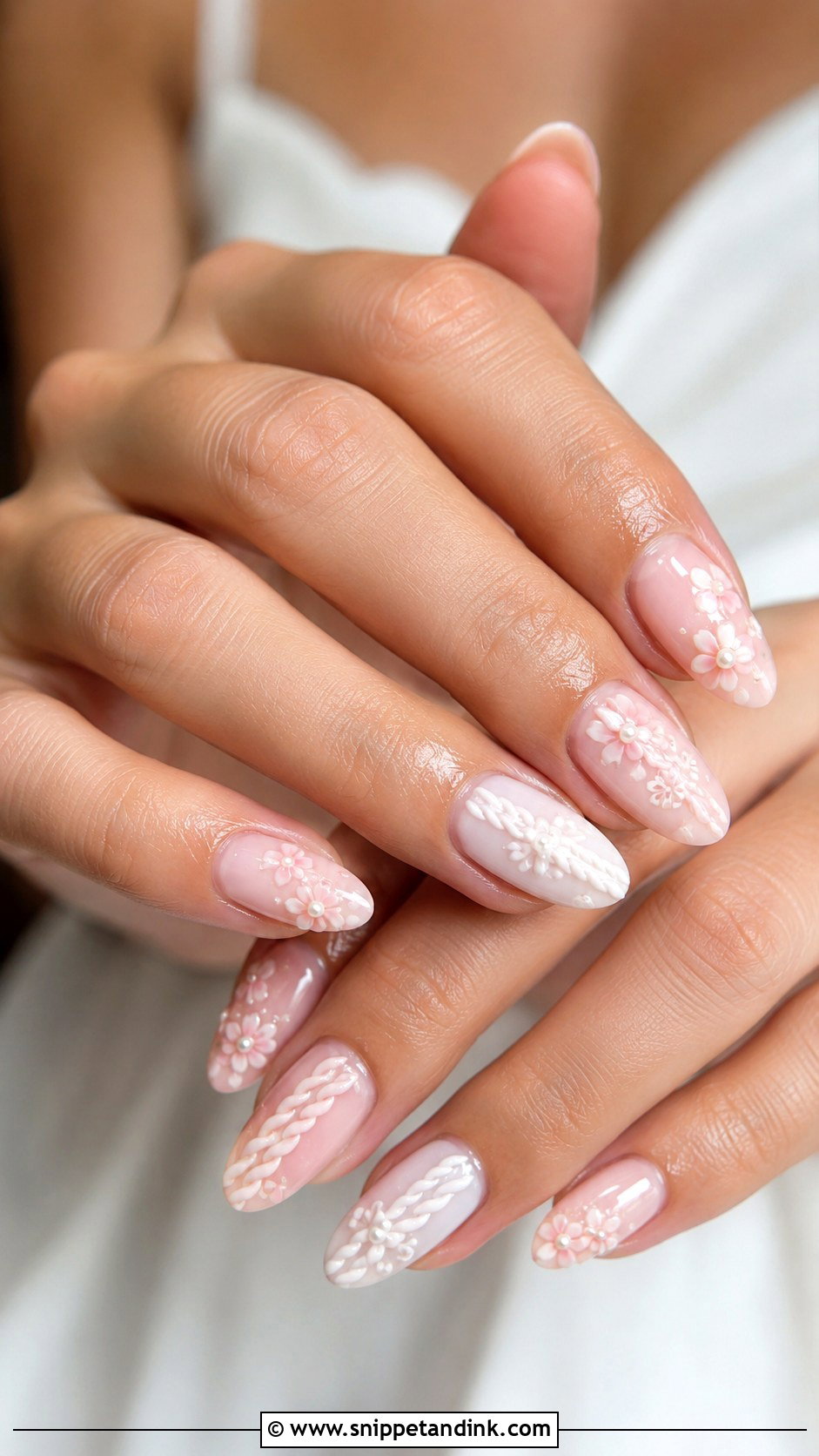 Floral Braid Wedding Nails - Snippet and Ink - 20 Braid Wedding Nails