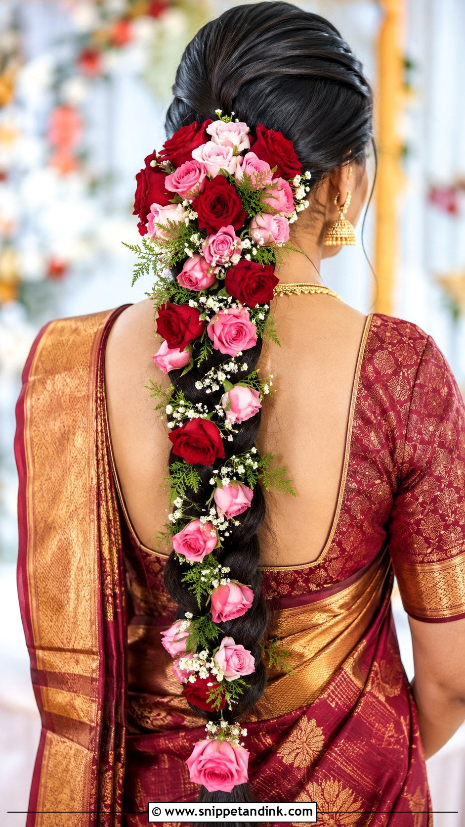 Floral Braid With Roses - Snippet and Ink - 35 South Indian Wedding Hairstyles