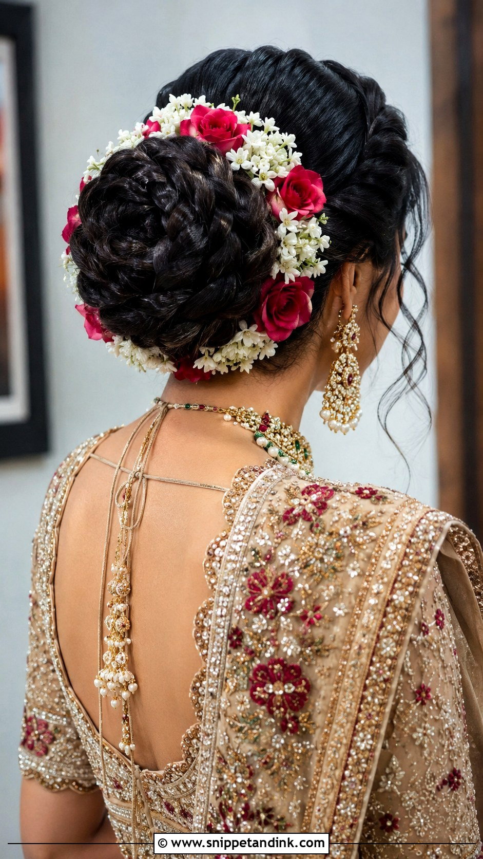Floral Braided Bun - Snippet and Ink - 25 Dholki Hairstyles