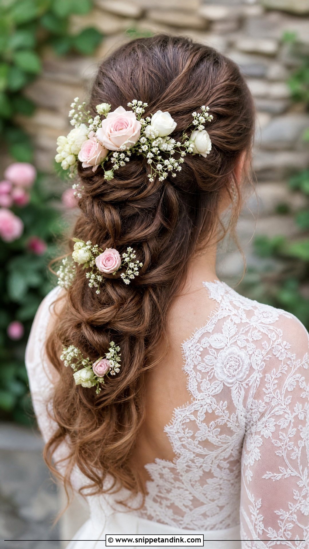 Floral Braided Half Up Wedding Hairstyle - Snippet and Ink - 20 Half-Up Half-Down Wedding Hair Braids