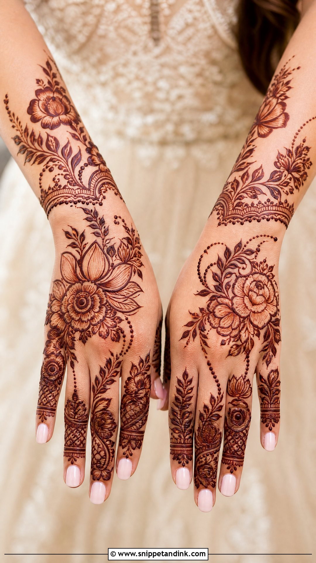 Floral Bridal Back Side Mehndi Design - Snippet and Ink - 20 Bridal Back Side Mehndi Design Ideas