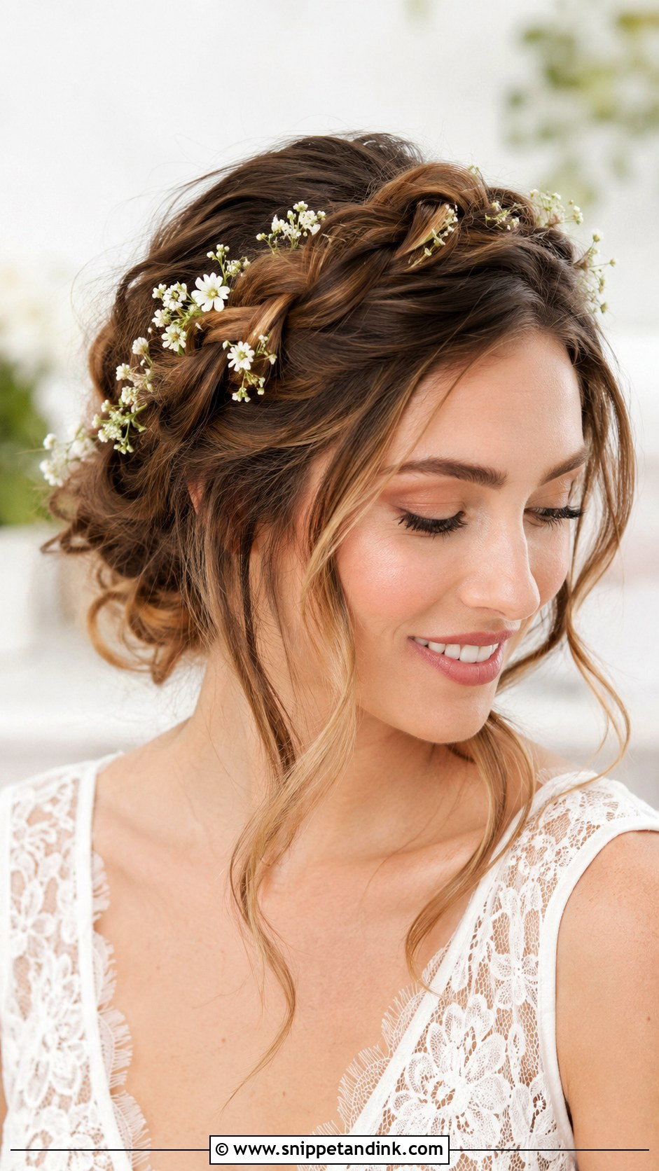 Floral Bridal Braid Crown - Snippet and Ink - 20 Flower Bridal Hair Decorations Ideas