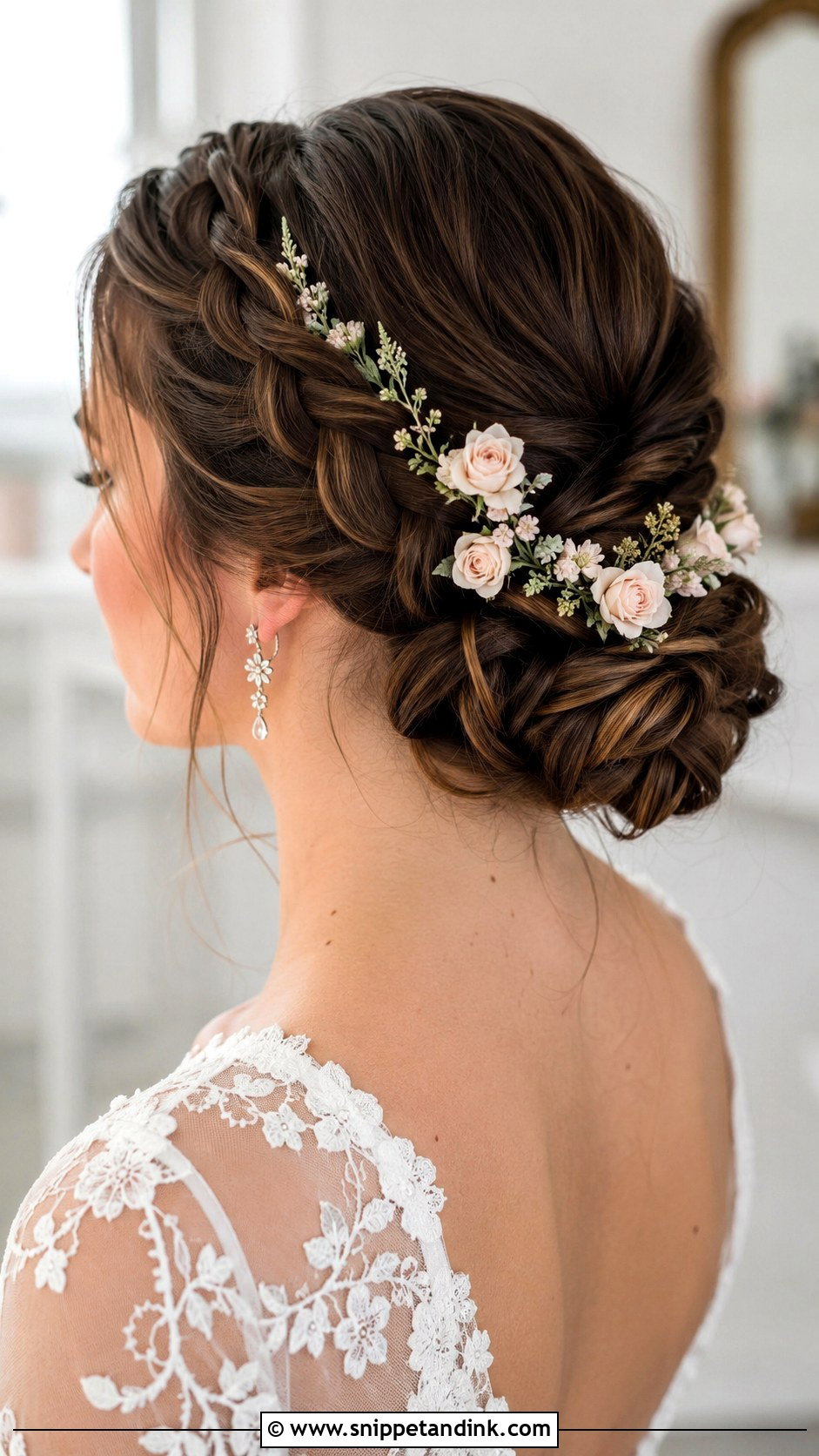 Floral Bridal Braided Bun - Snippet and Ink - 20 Floral Bridal Hair Ideas