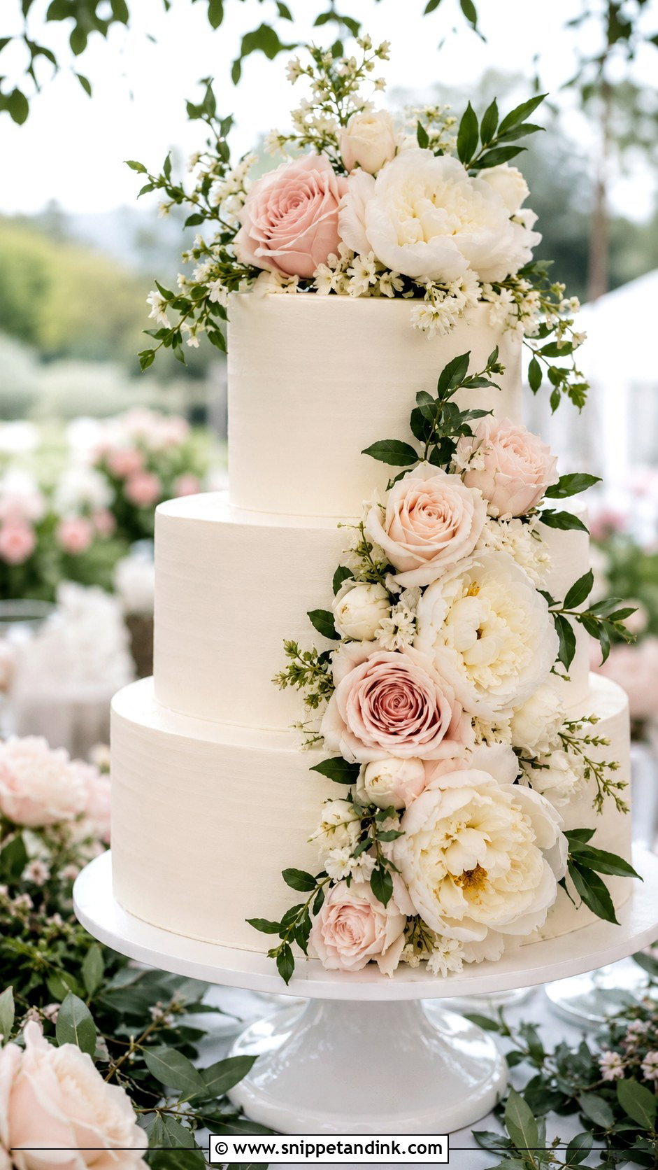 Floral Bridal Cake - Snippet and Ink - 20 Bridal Cakes