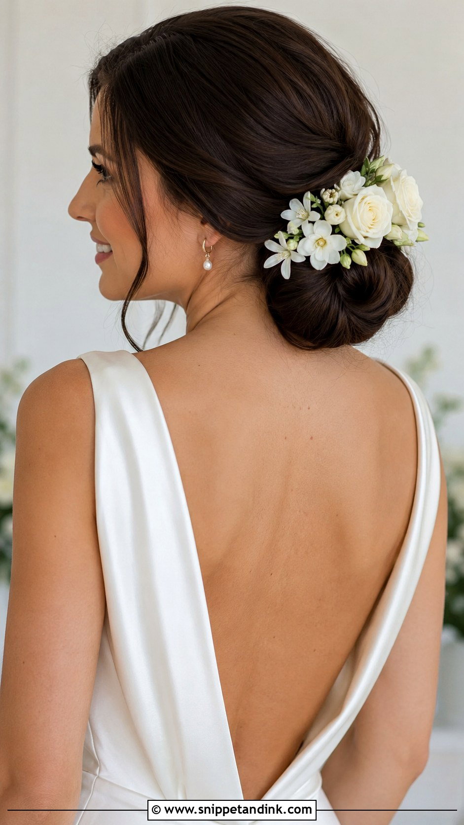 Floral Bridal Chignon - Snippet and Ink - 20 Floral Bridal Hair Ideas