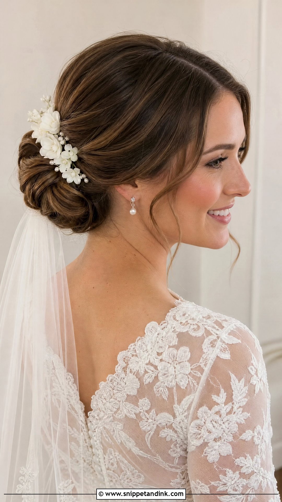 Floral Bridal Chignon - Snippet and Ink - 15 Floral Bridal Hairstyles