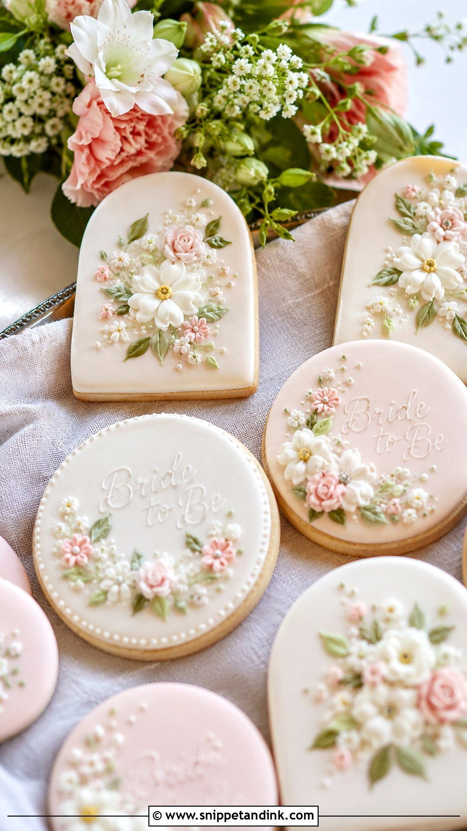 Floral Bridal Cookies - Snippet and Ink - 20 Bridal Cookies