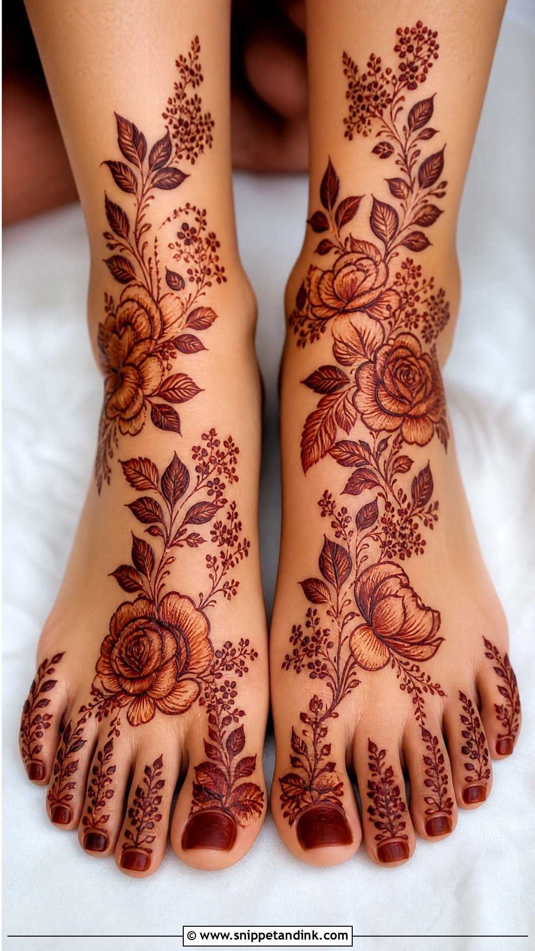 Floral Bridal Feet Mehndi Design - Snippet and Ink - 30 Bridal Feet Mehndi Designs