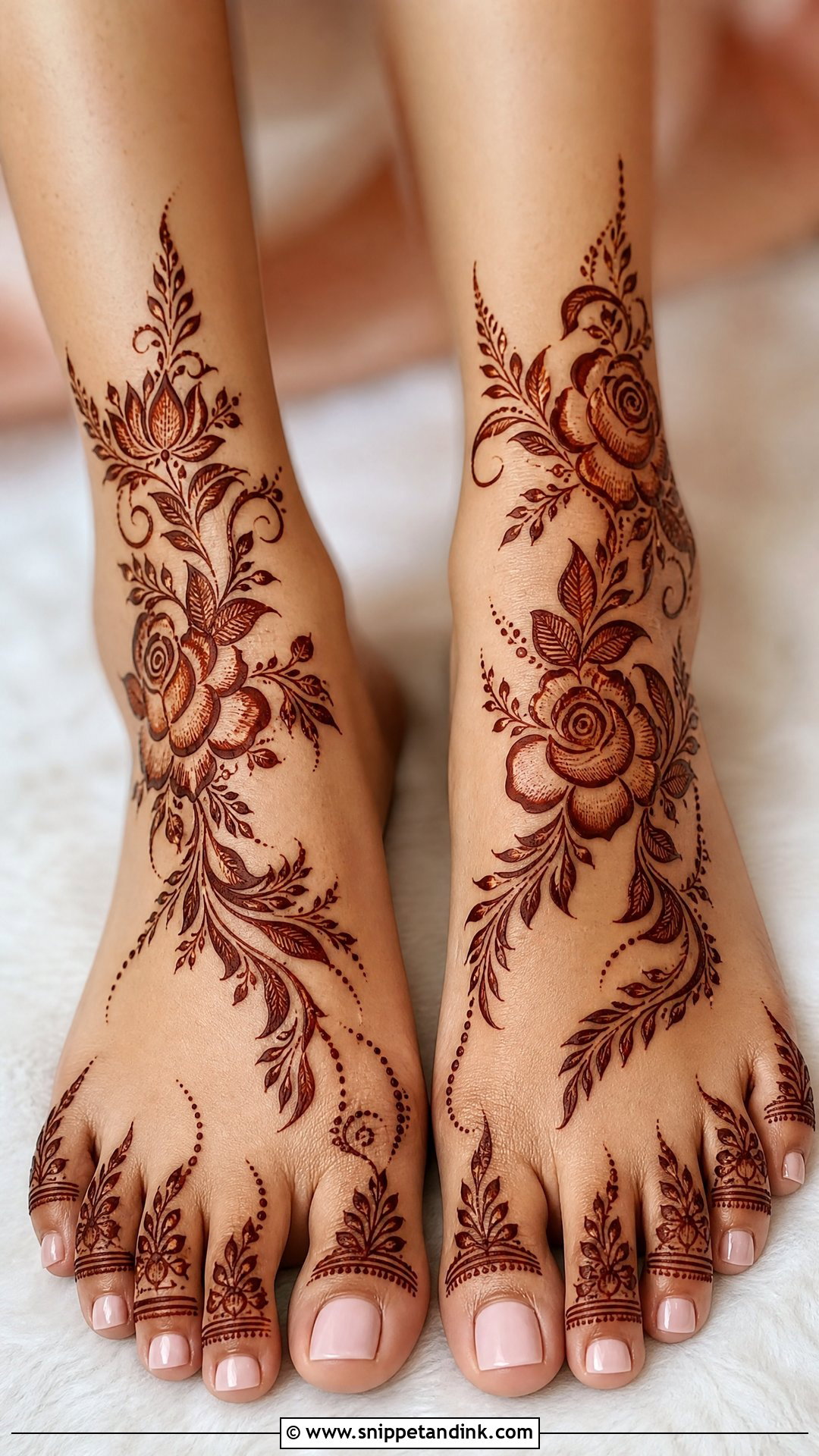 Floral Bridal Foot Mehndi Design - Snippet and Ink - 20 Bridal Mehndi Designs Feet Brides