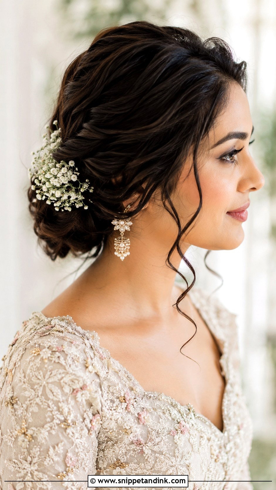 Floral Bridal Hairstyle For Medium Hair - Snippet and Ink - 15 Simple Bridal Hairstyles for Medium Hair