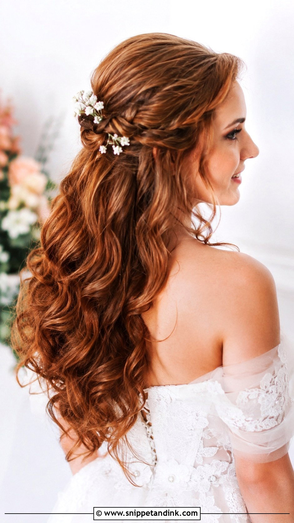 Floral Bridal Half Up Hair - Snippet and Ink - 20 Floral Bridal Hair Ideas