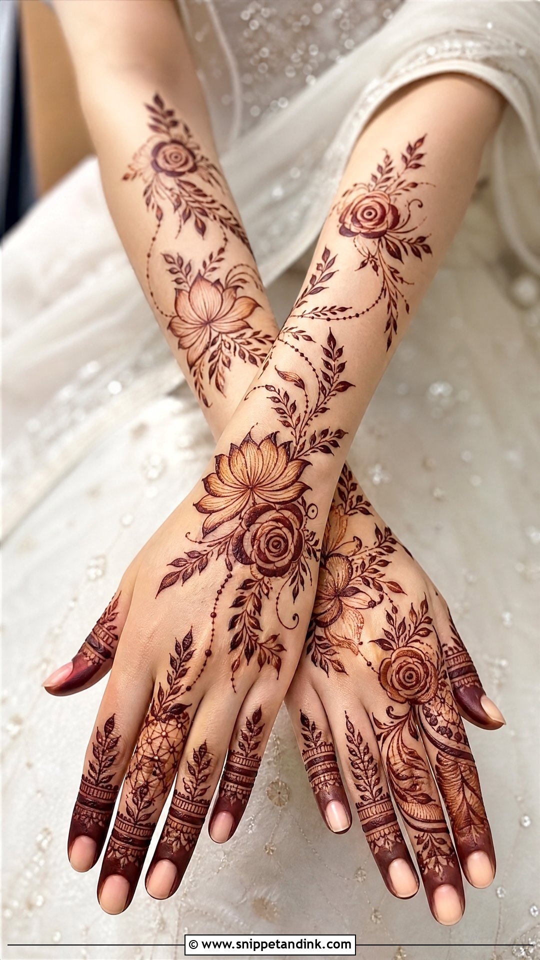 Floral Bridal Khafif Mehndi Design - Snippet and Ink - 20 Bridal Khafif Mehndi Designs