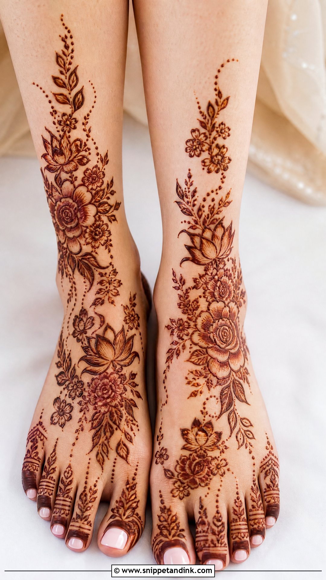 Floral Bridal Leg Mehndi Design - Snippet and Ink - 20 Legs Bridal Mehndi Designs