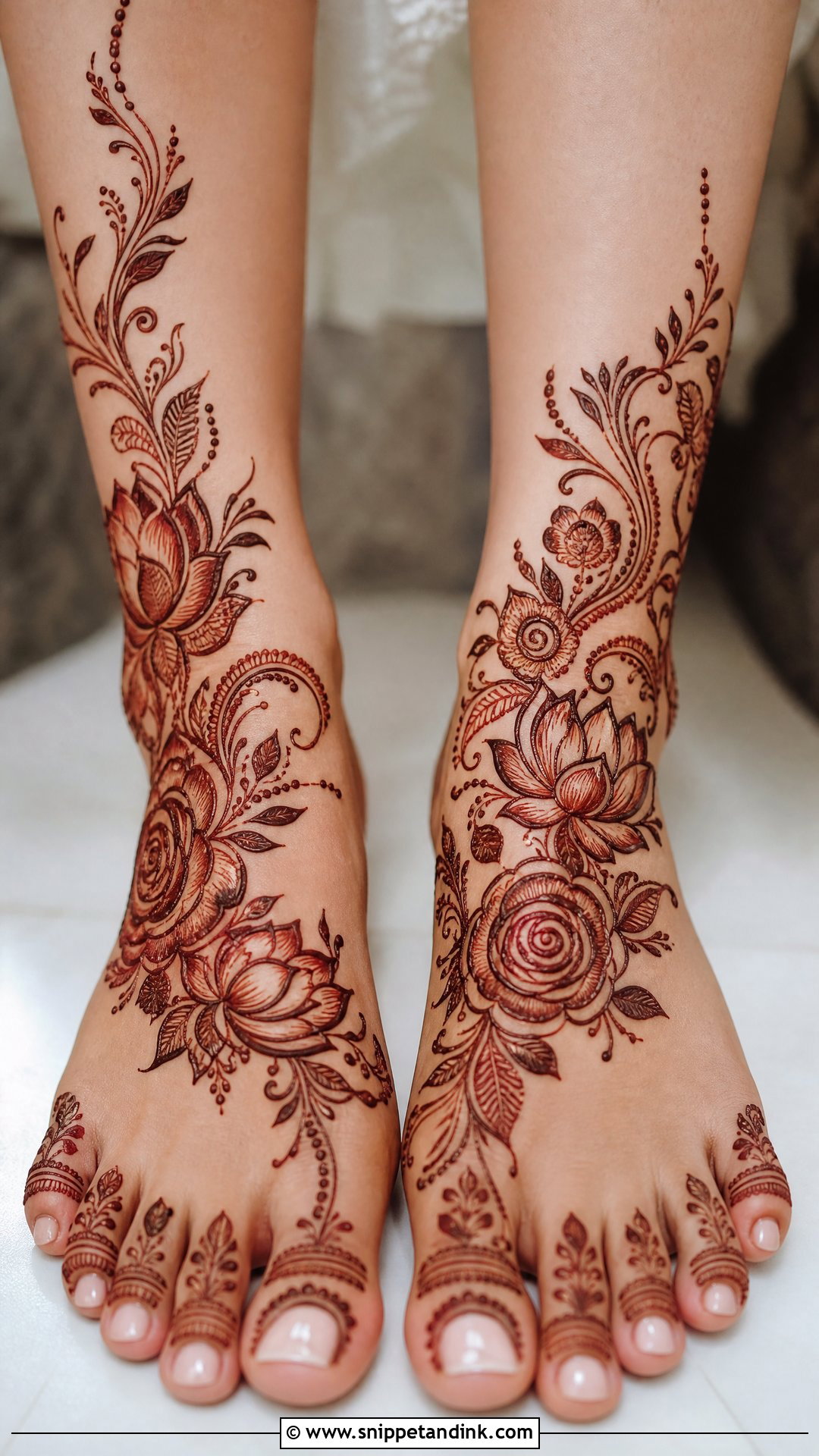 Floral Bridal Leg Mehndi Design - Snippet and Ink - 25 Bridal Leg Mehendi Mehndi Design Ideas