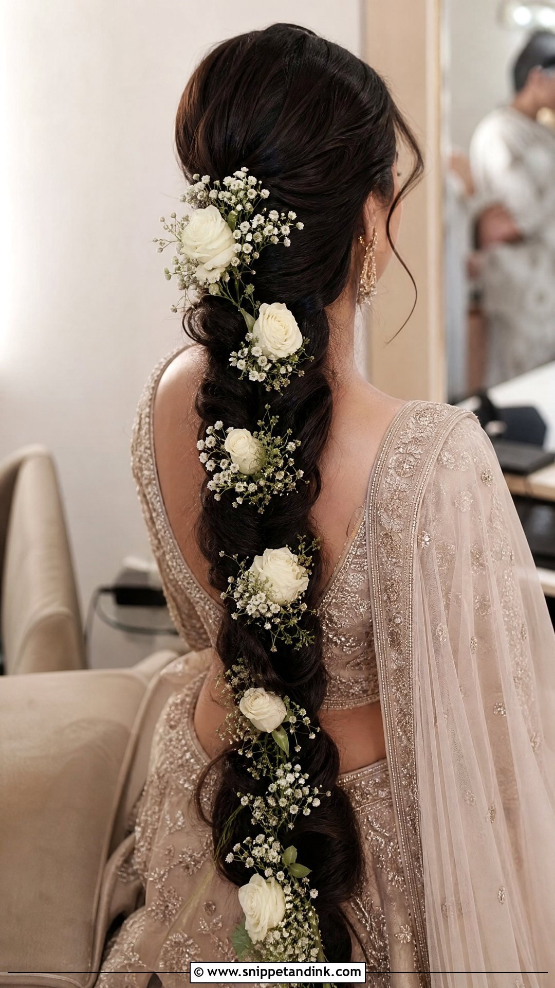 Floral Bridal Long Braid - Snippet and Ink - 15 Floral Bridal Hairstyles