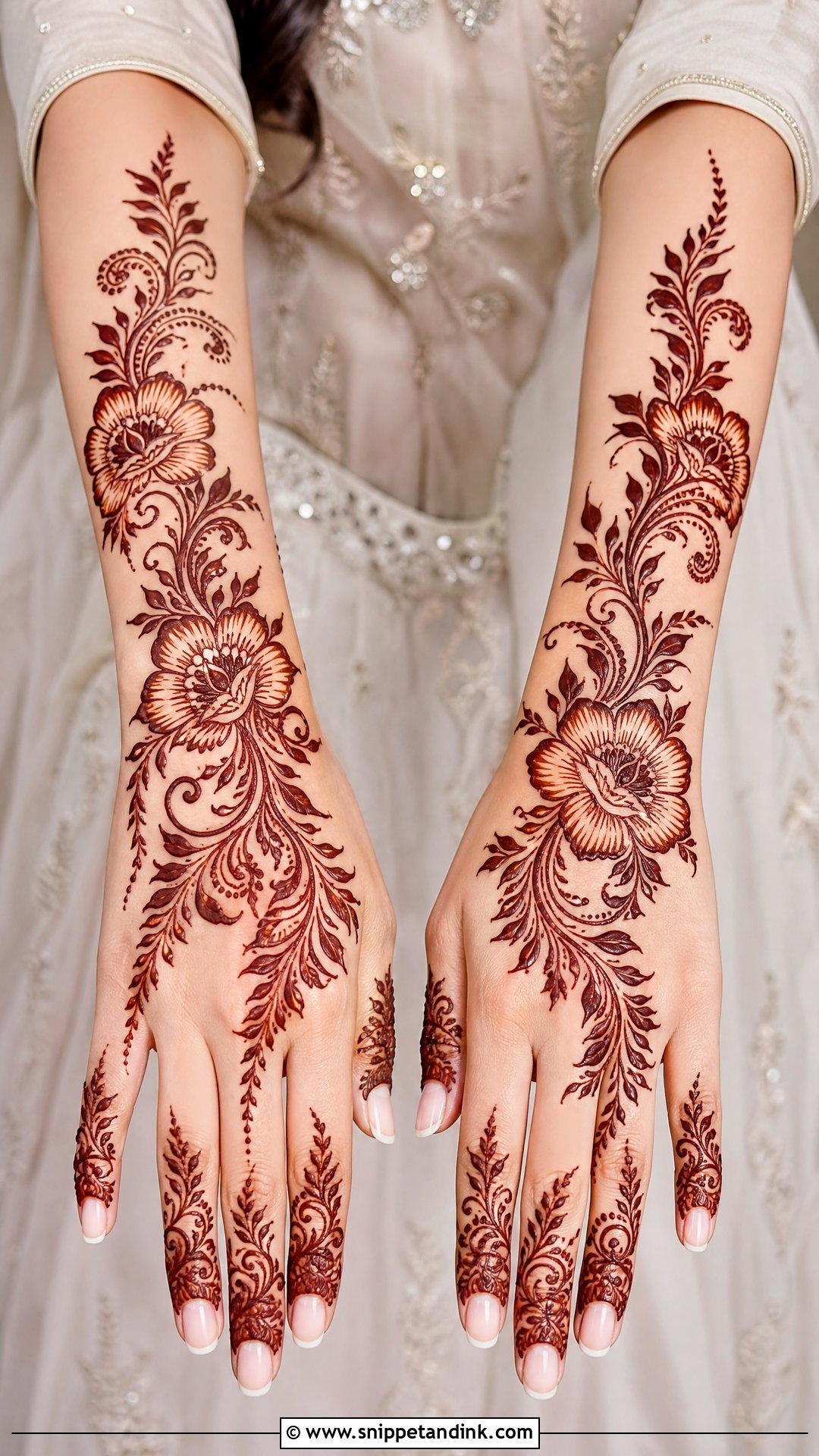 Floral Bridal Mehndi - Snippet and Ink - 25 Mehandi Look for Bride Ideas