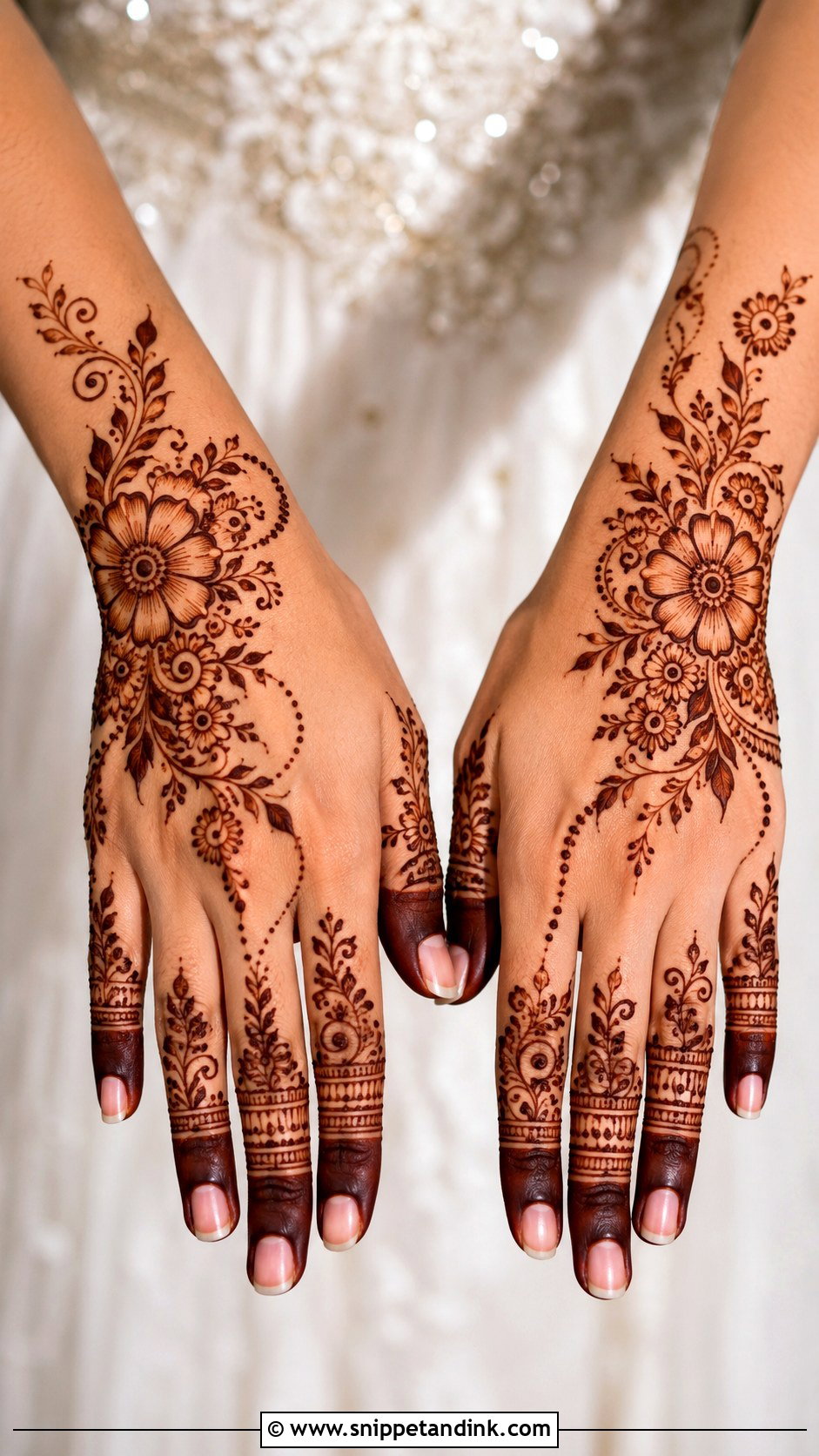 Floral Bridal Mehndi Back Hand - Snippet and Ink - 30 Bridal Mehndi Designs Back Hands Brides