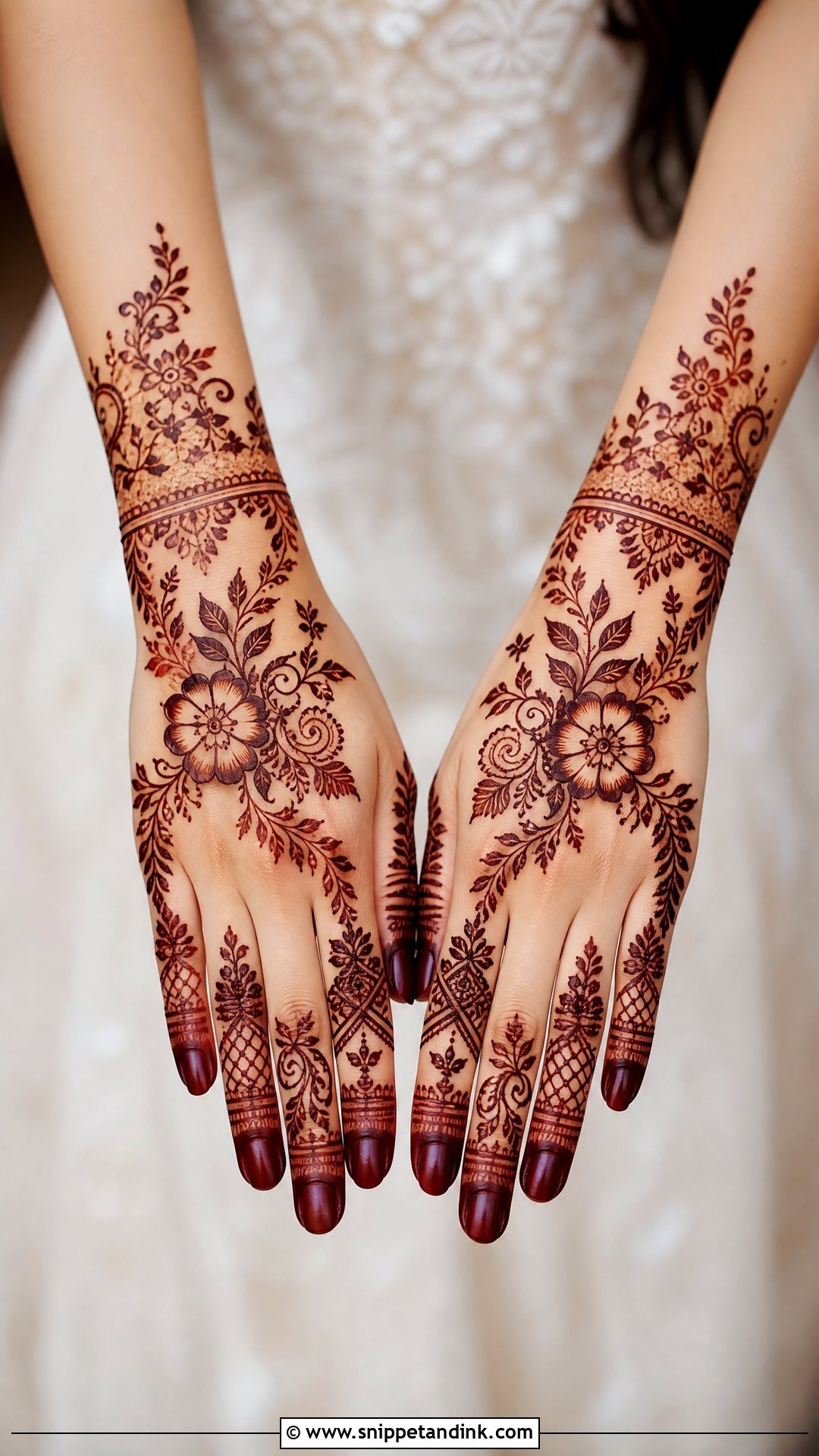 Floral Bridal Mehndi Back Hand - Snippet and Ink - 25 Bridal Mehndi Designs Back Hands