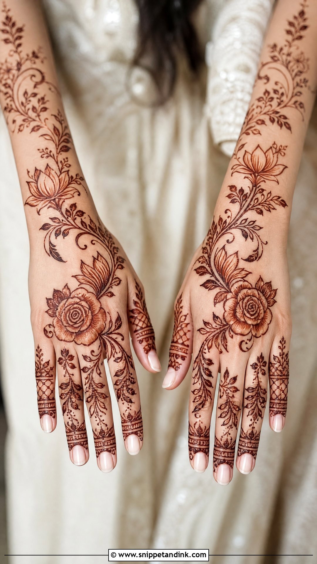 Floral Bridal Mehndi Design - Snippet and Ink - 30 Mehndi Designs for Bride