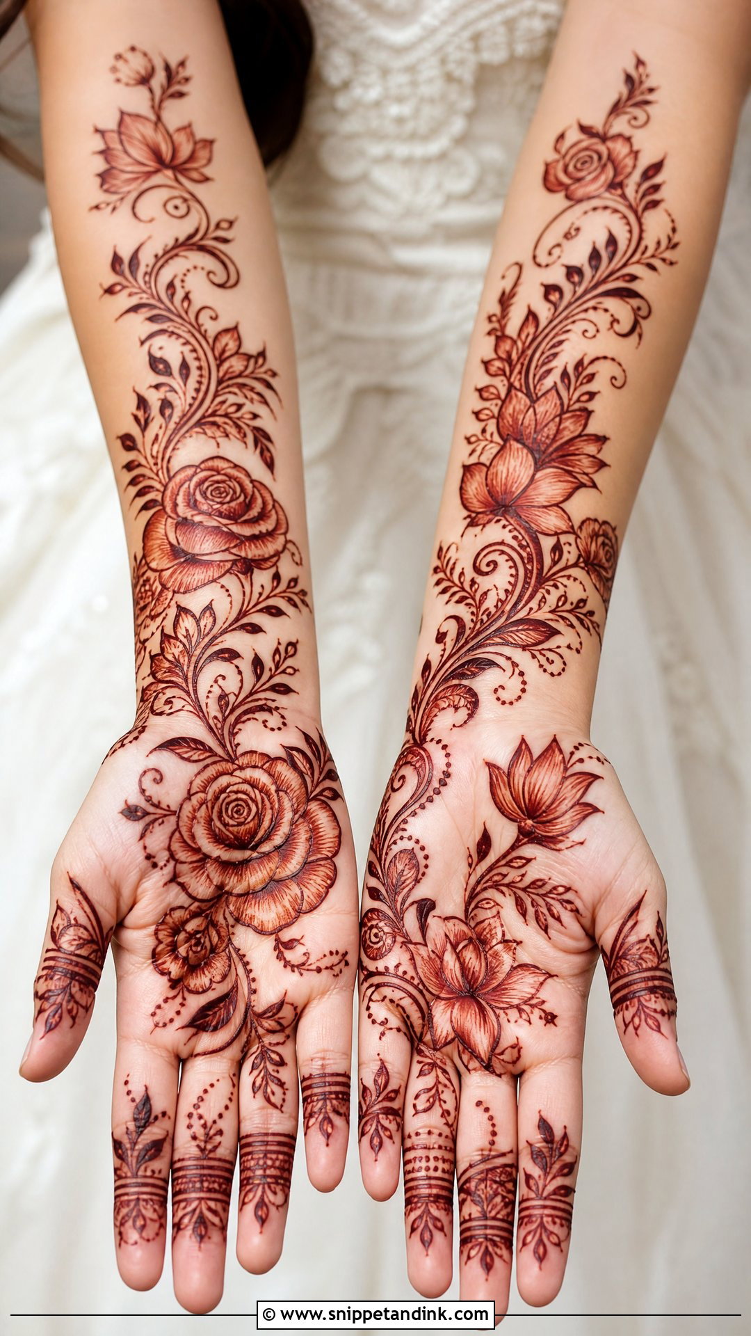 Floral Bridal Mehndi Design - Snippet and Ink - 30 Mehndi Design for Bride Ideas