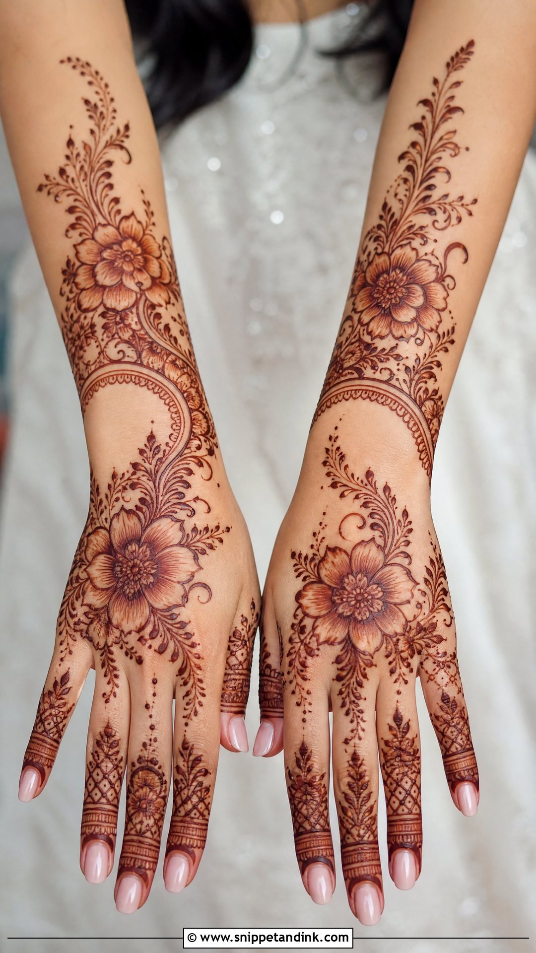 Floral Bridal Mehndi Design - Snippet and Ink - 20 Mehndi Design for Bridal Ideas