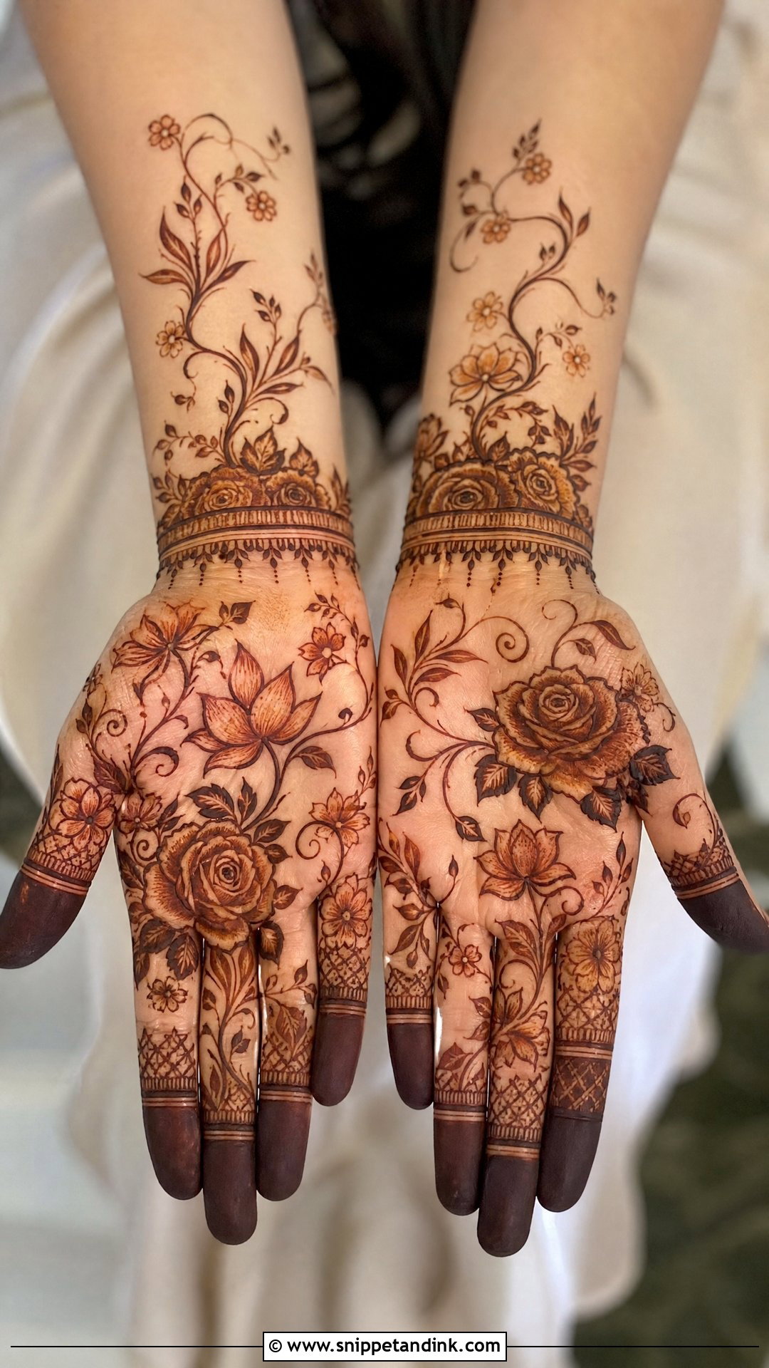 Floral Bridal Mehndi Design Front Hand - Snippet and Ink - 20 Bridal Mehndi Designs Front Hands Brides