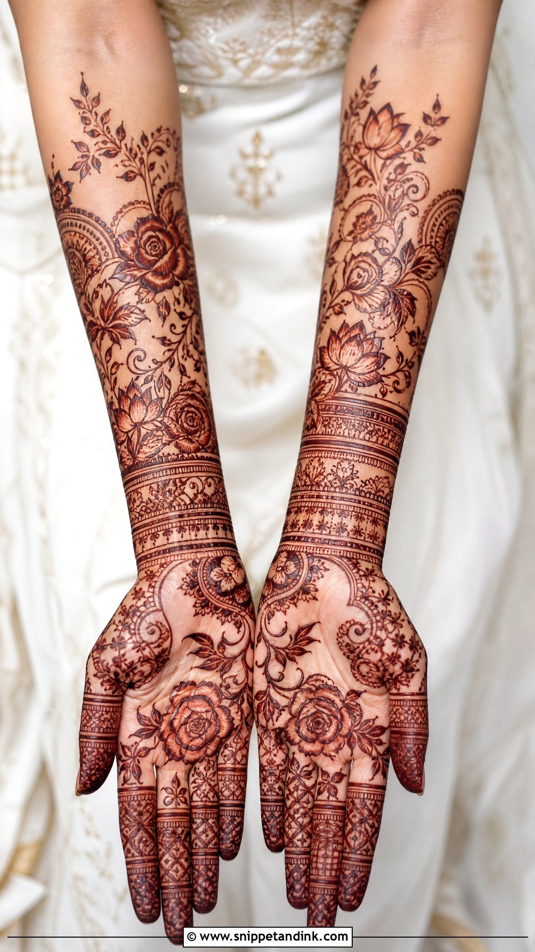Floral Bridal Mehndi Full Hand - Snippet and Ink - 20 Bridal Mehndi Full Hand Henna Designs