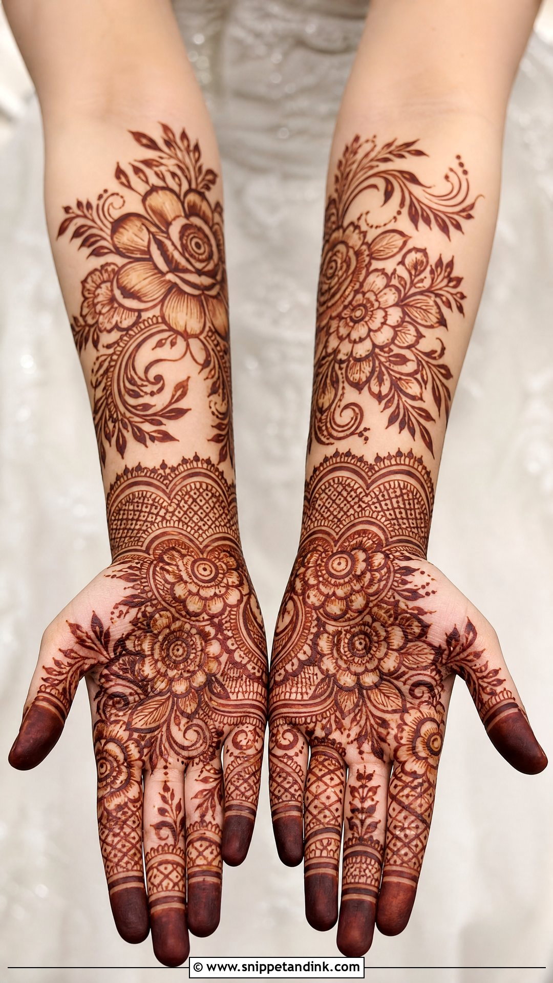 Floral Bridal Mehndi Full Hands - Snippet and Ink - 20 Bridal Mehndi Designs Full Hands