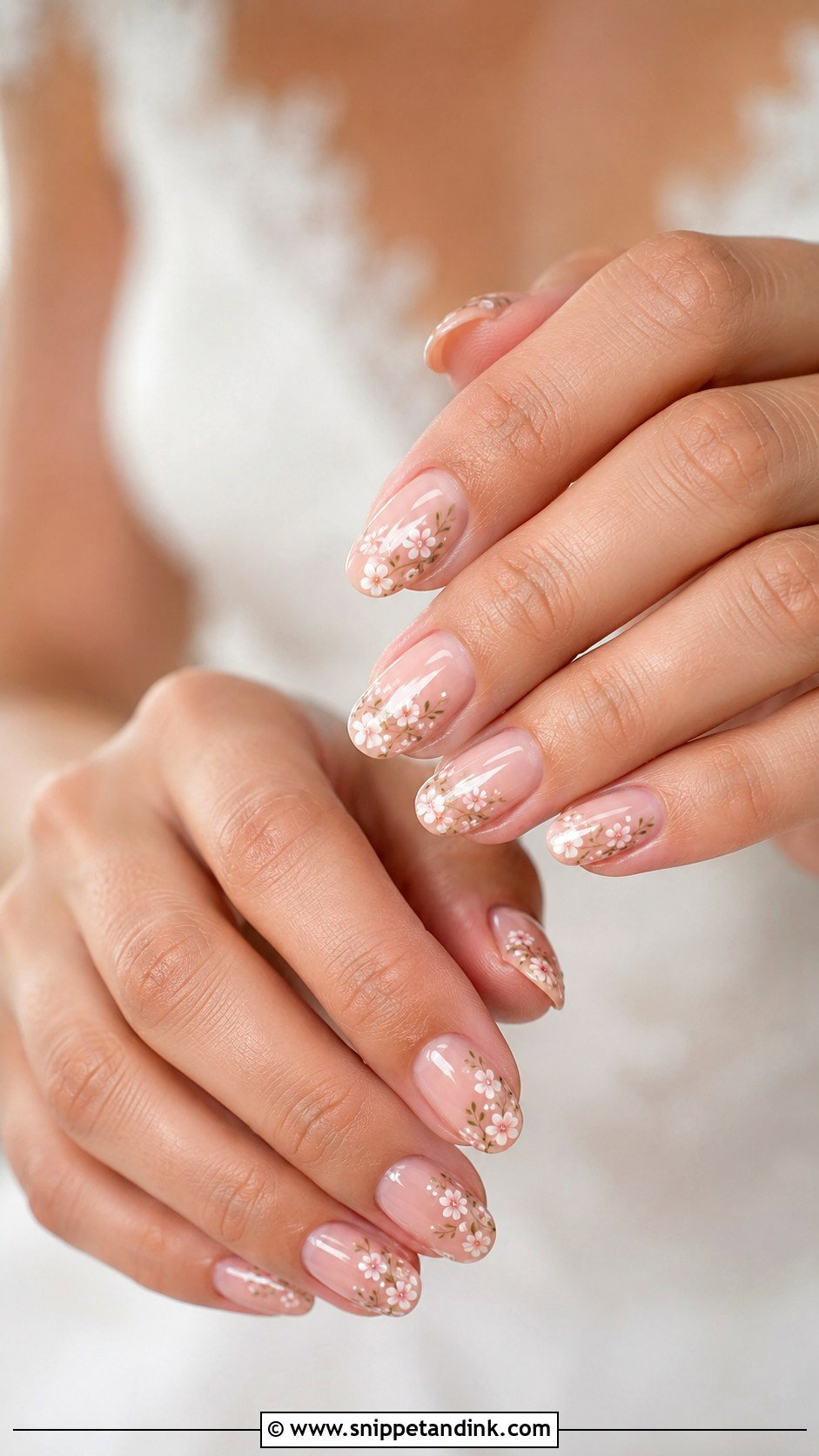 Floral Bridal Nail Extensions - Snippet and Ink - 30 Bridal Nail Extension Designs