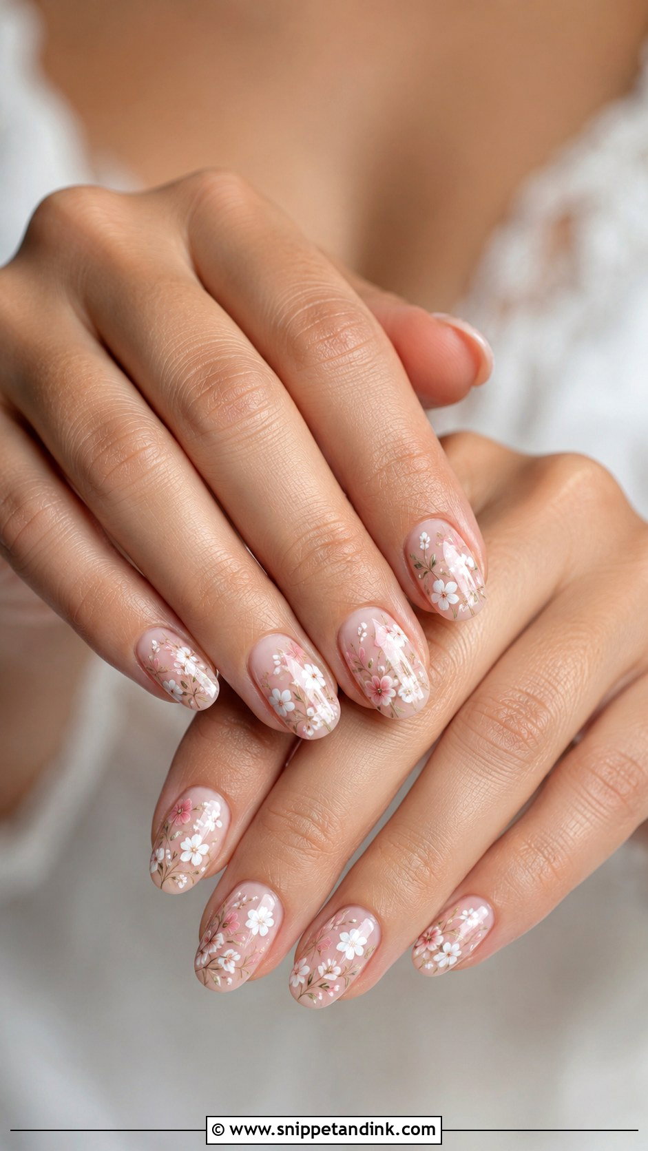 Floral Bridal Nails - Snippet and Ink - 20 Bridal Nail Design Ideas