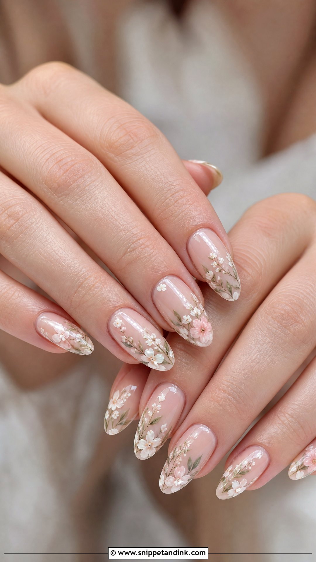 Floral Bridal Nails - Snippet and Ink - 25 Bridal Nails Ideas